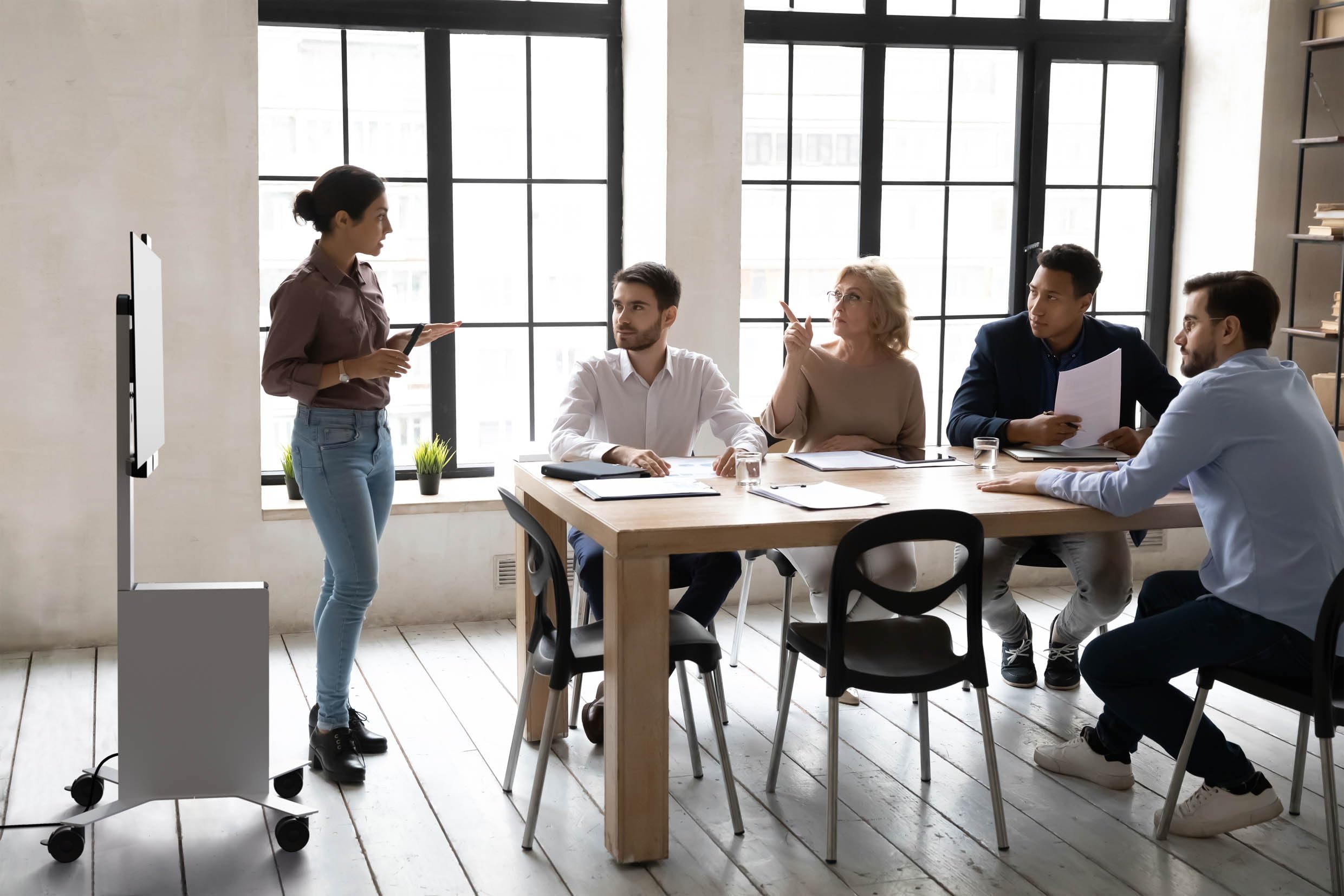Durable Mobile Tv Cart   Portable Tv Stand With Wheels For Video Conferences And Presentations, Mobile Tv Stand, Portable Screen