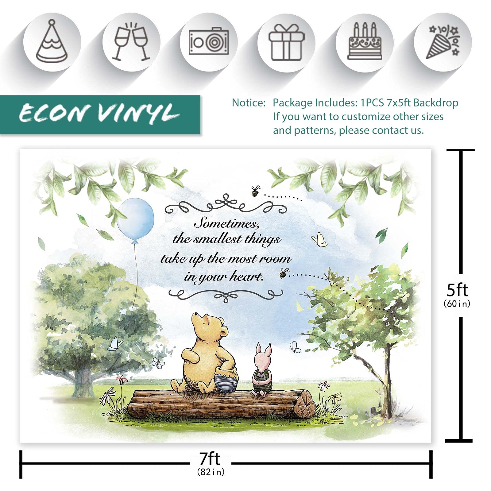 Classic Winnie Bear Baby Shower Backdrop Party Decorations Supplies For Boys Newborn Kids Blue Balloon And Friends Birthday Cake