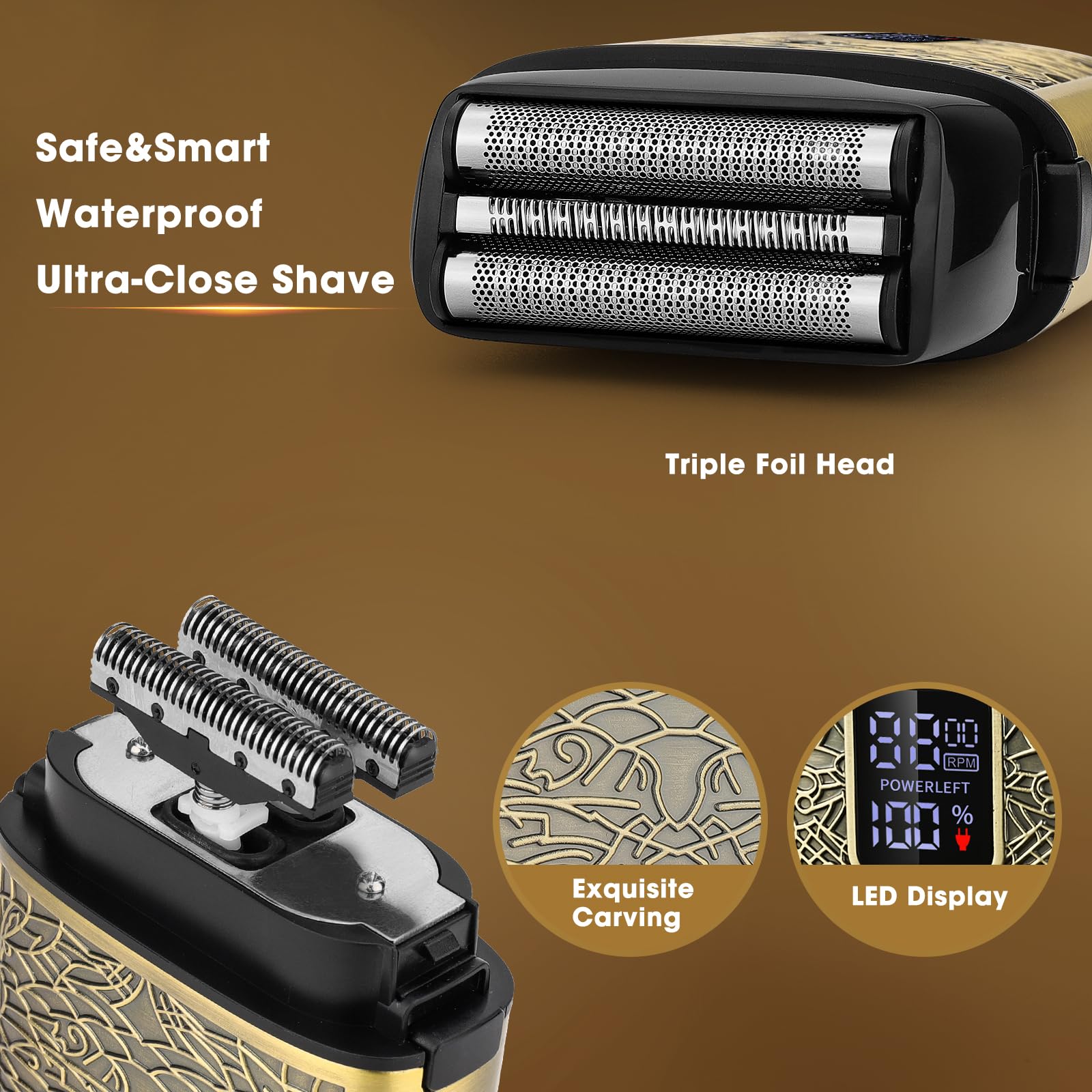 Dumite Electric Shavers For Men,Powerful Motor Electric Razor,Head Shavers For Bald Men,Triple Foil Beard Trimmer,Barber Supplie