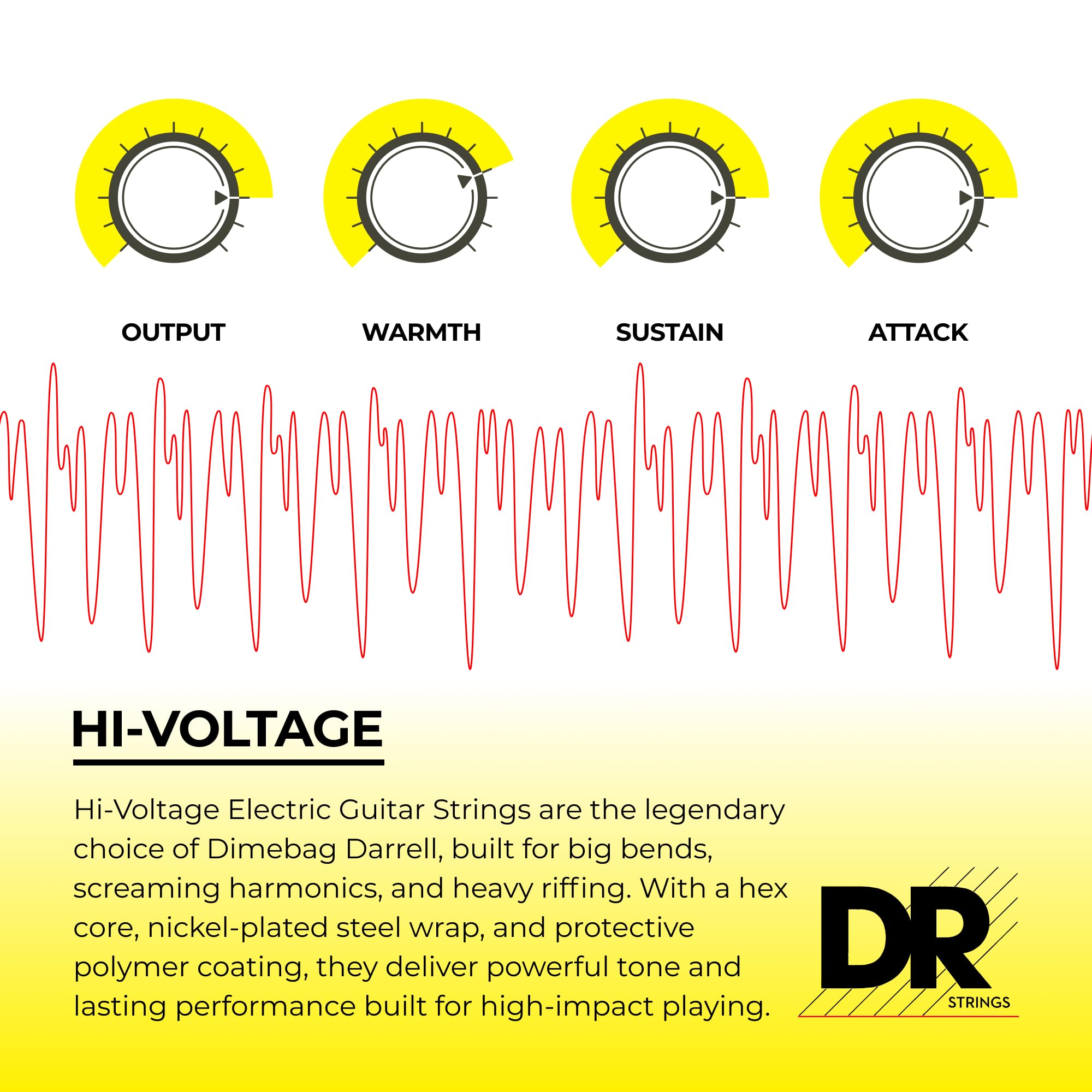 Dr Strings Electric Guitar Strings, Dimebag Darrell Signature, Treated Nickel-Plated, 10-52