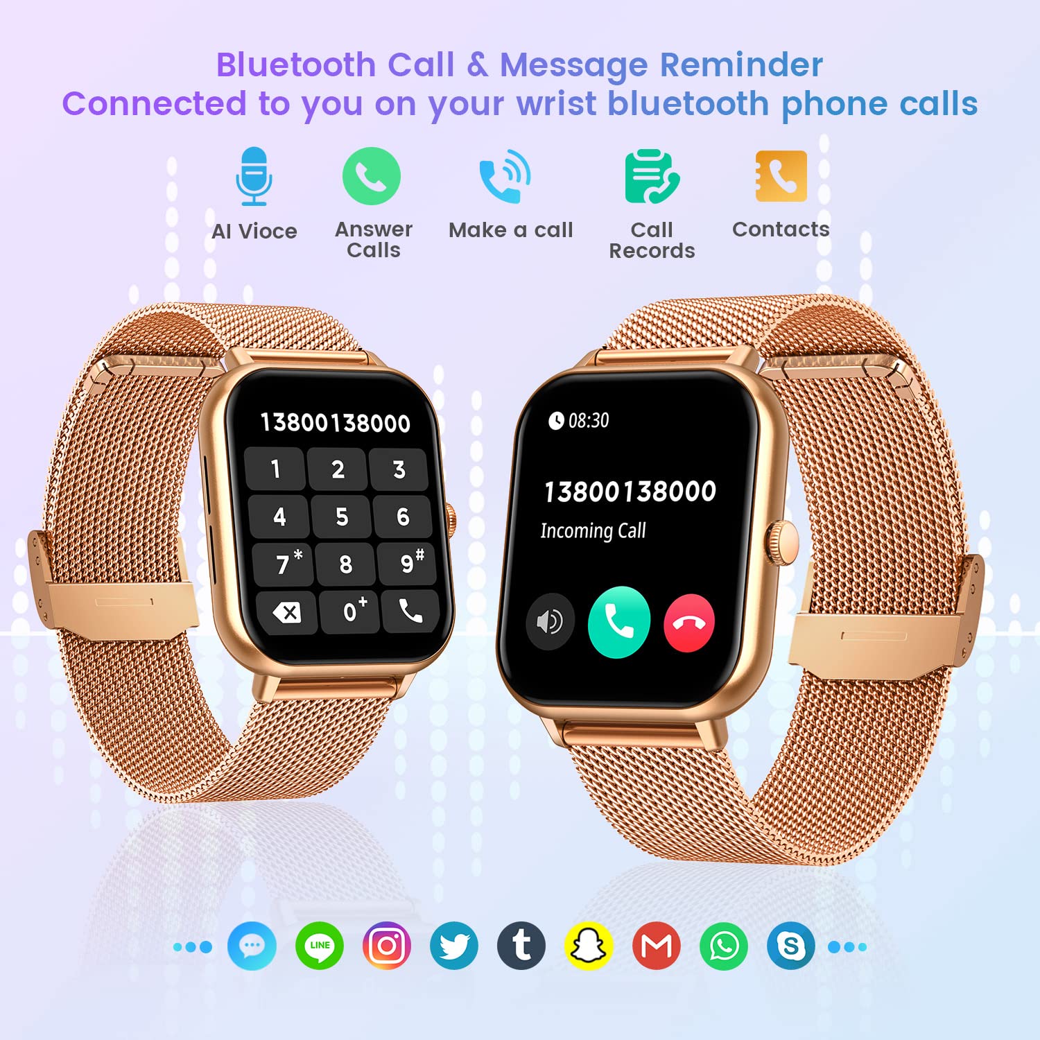 TAOPON Gold Smart Watch for Women - 1.83 Fitness Tracker, Bluetooth Call, Blood Oxygen & Pressure Monitor, Waterproof IP67, 100+ Sport Modes