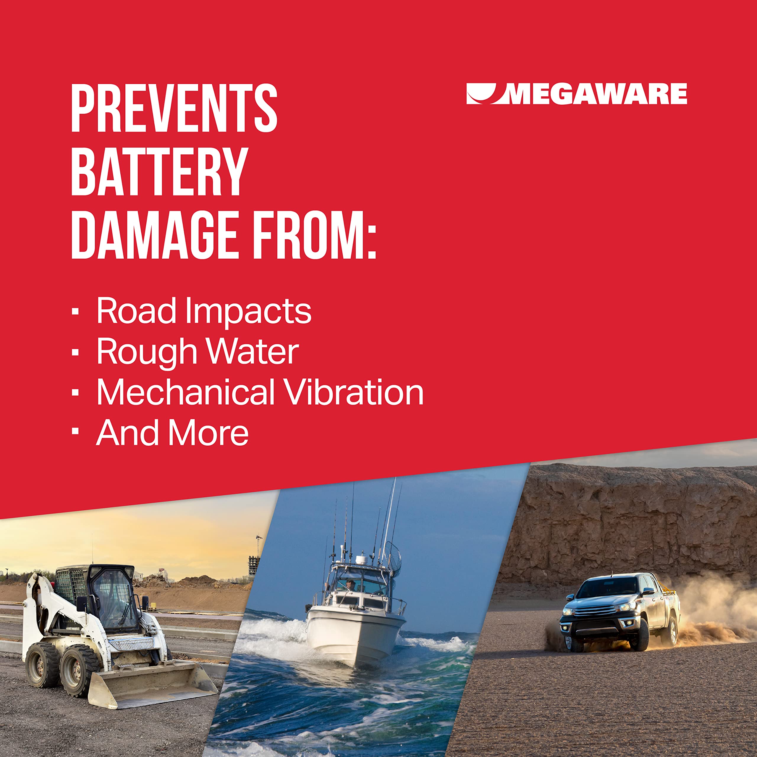 Megaware - Batteryguard Protector - Great For Boats, Rvs, Semi Trucks, And Off-Road Vehicles - Shock And Vibration Absorber - Fi,WBAUVB084R7SNH5