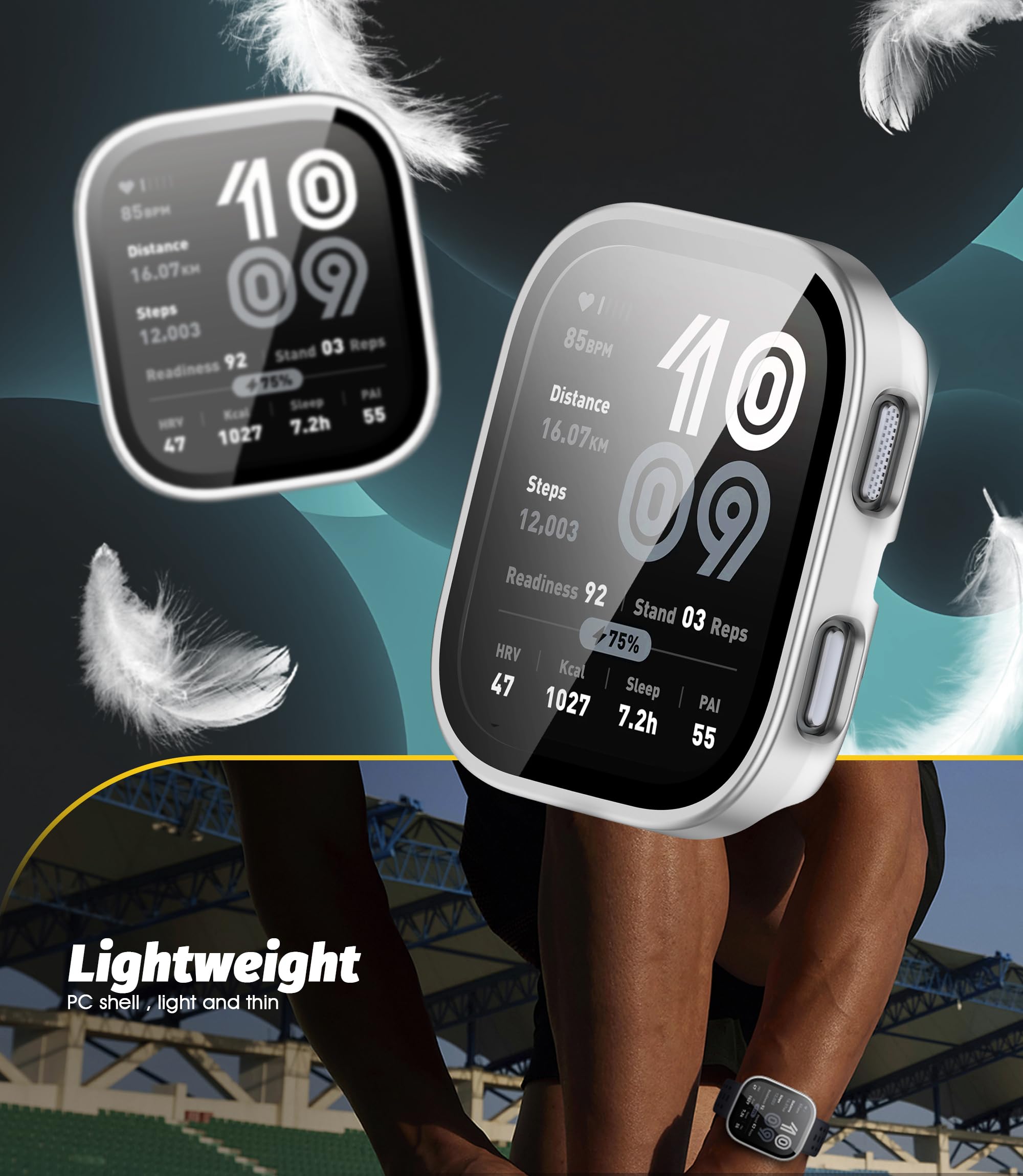 Orzero (1 Pack) Watch Case Compatible For Amazfit Bip 6, Protective Pc Frame Face Cover Built-In Tempered Glass Screen Protector