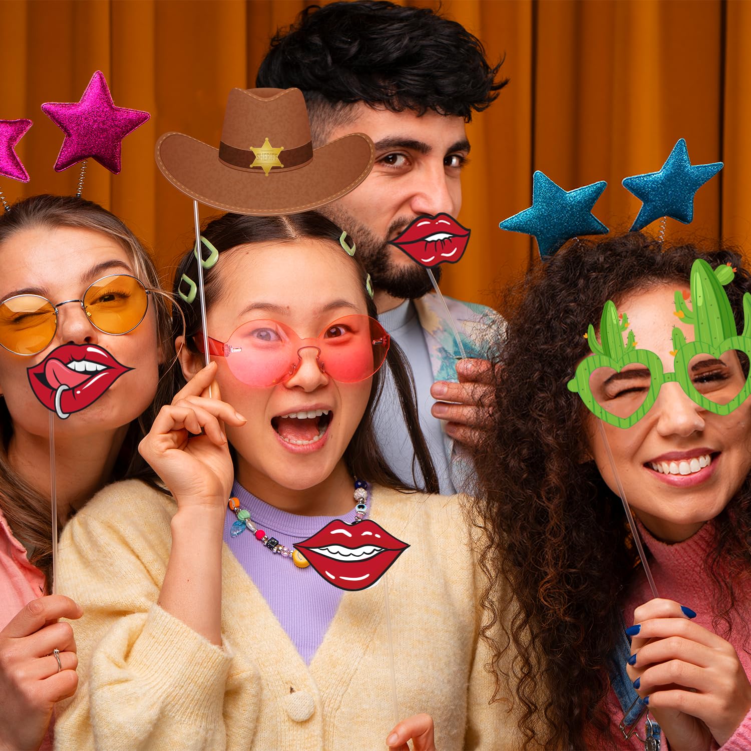 36Pcs Country Party Decorations Photo Booth Props, Western Photo Booth Props For Western Party Decorations, Wild West Cowboy Pho