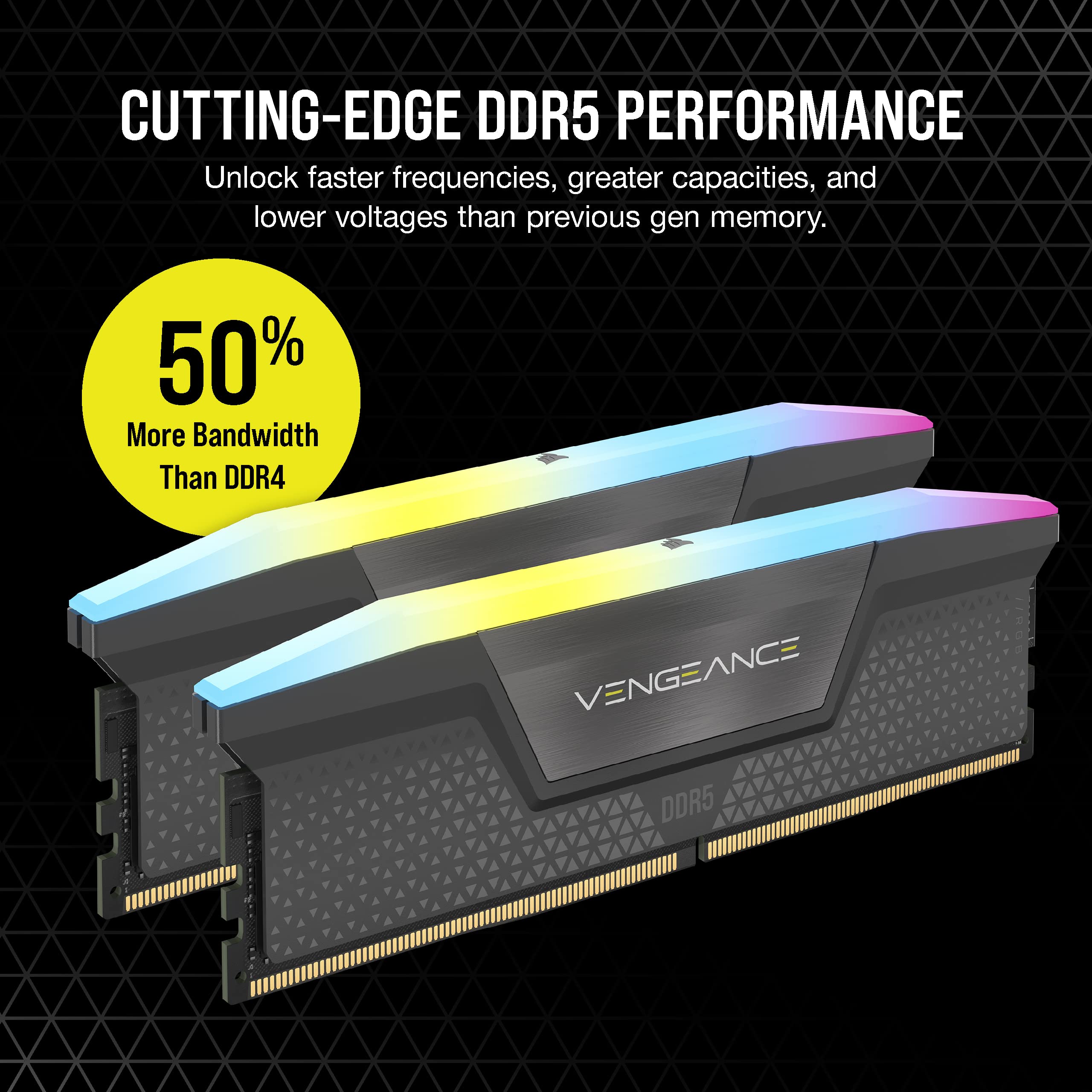 Corsair Vengeance Rgb Ddr5 32Gb (2X16Gb) Ddr5 6000Mhz Cl36 Amd Expo Intel Xmp Icue Compatible Computer Memory - Gray (Cmh32Gx5M2