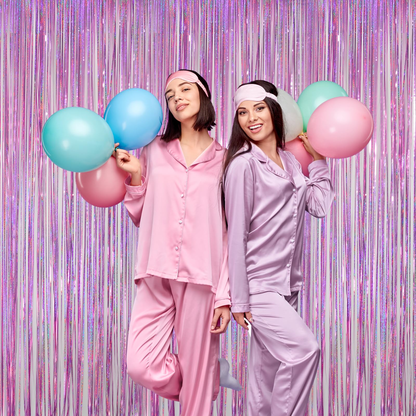 Melsan Foil Curtians Valentine Party Decorations, 3.2 X 8Ft Sparkle Metallic Foil Fringe Backdrop Party Decor For Baby Shower, G