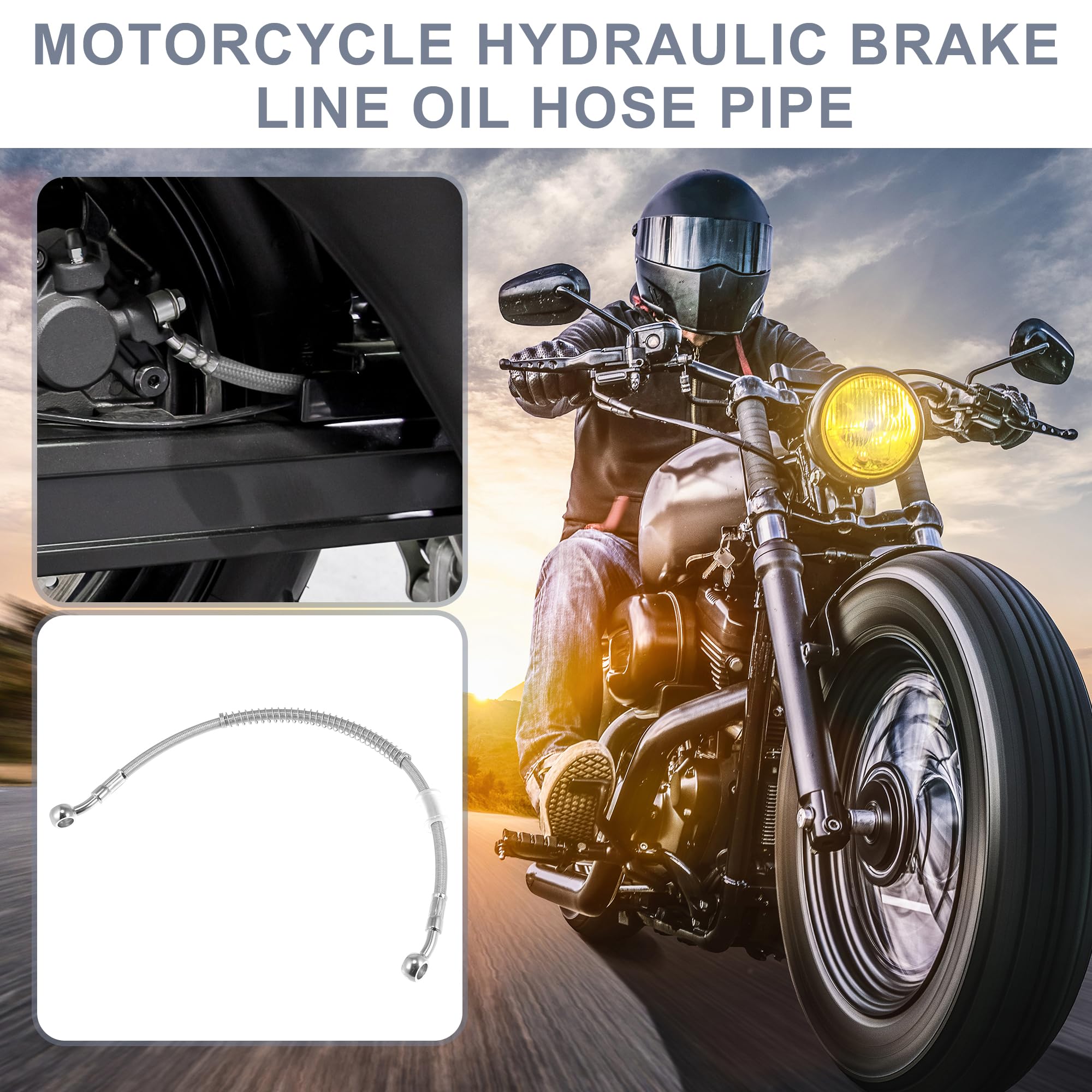 Motoforti 15.75'' Length 10Mm Id Motorcycle Hydraulic Brake Line Oil Hose Pipe Stainless Steel Braided Cable For Atv Motocross S