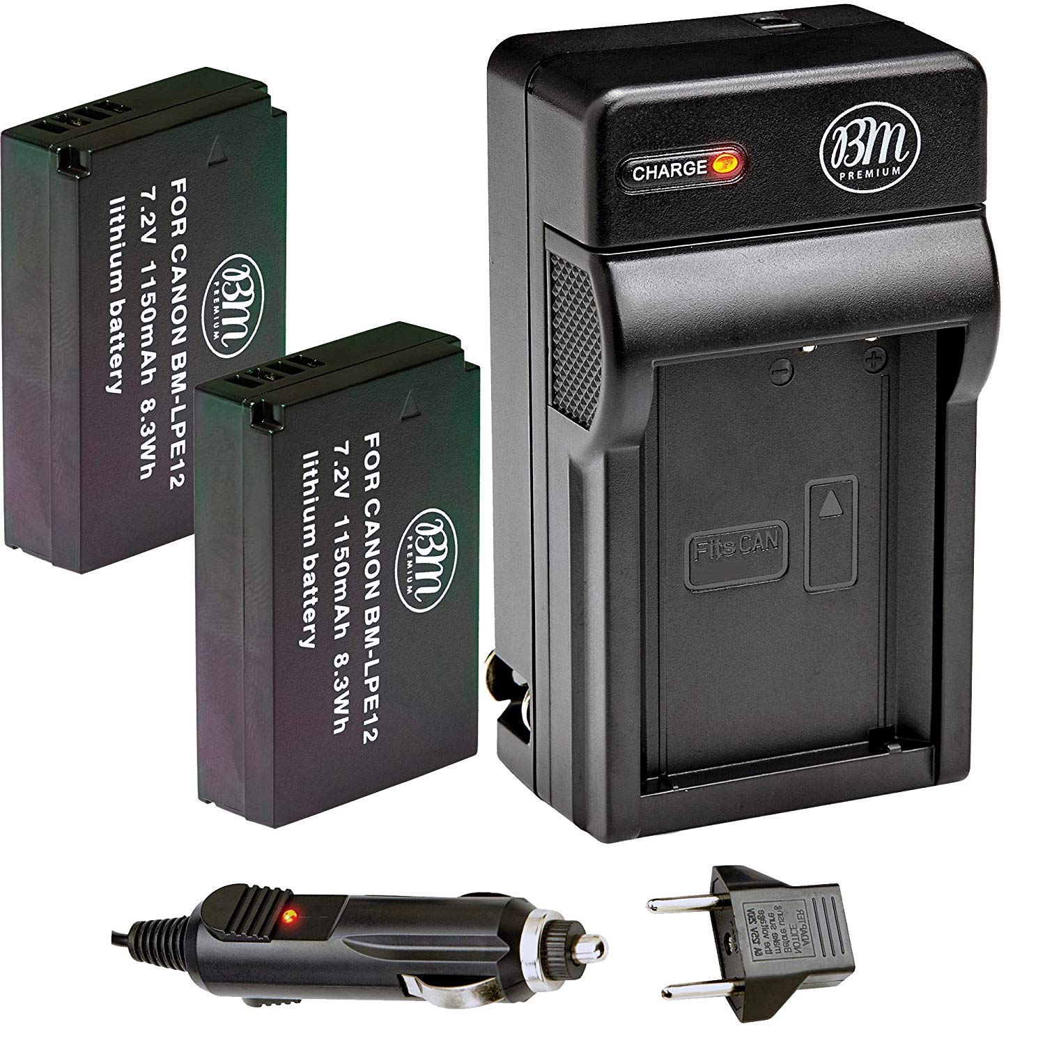 Bm Premium 2 Pack Of Lp E12 Batteries And Charger For Canon Eos M, Eos M2, Eos M10, Eos M50, Eos M50 Ii, Eos M100, Eos M200, Sx7