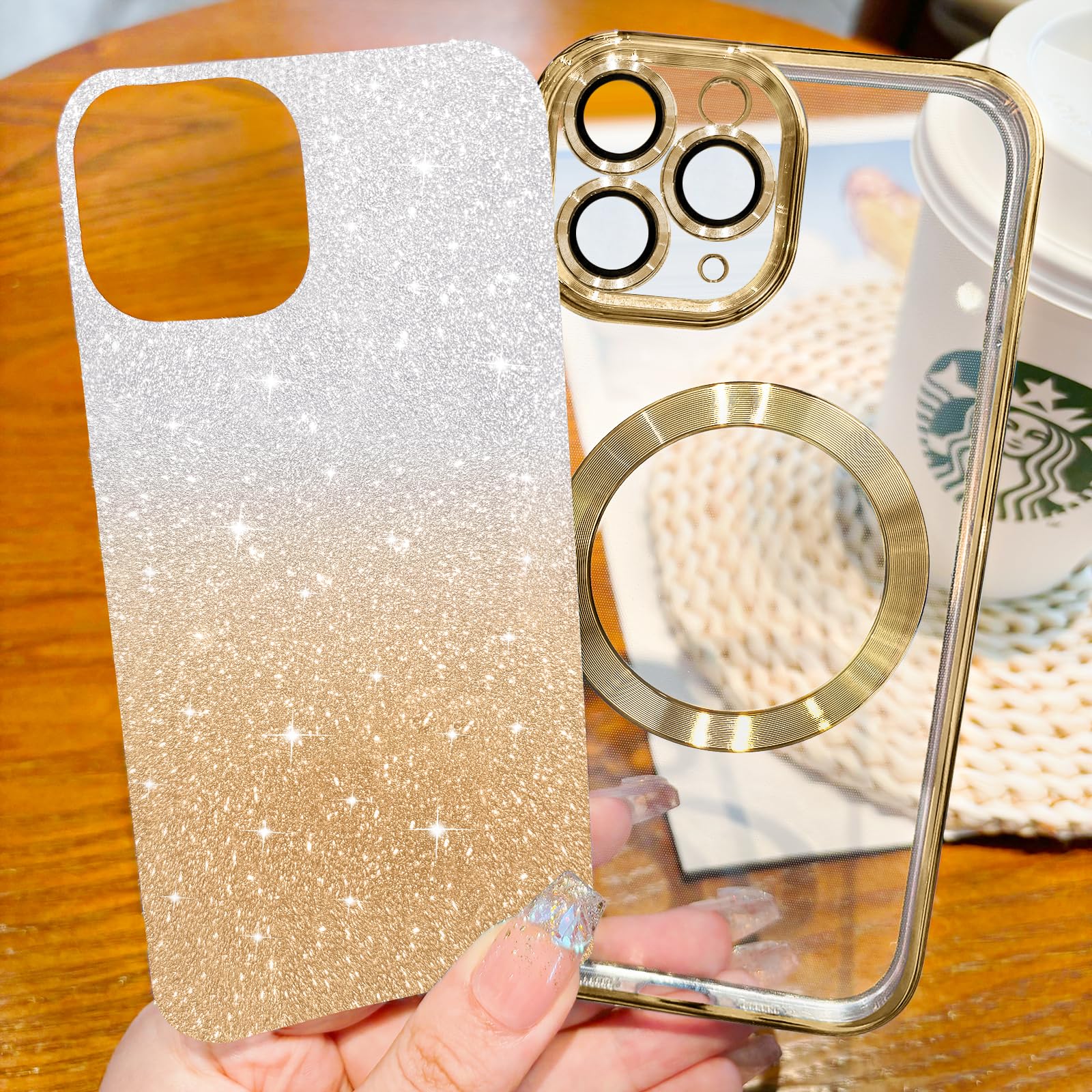 Hython For Iphone 11 Pro Max Case Clear Magnetic Glitter Phone Cases [Compatible With Magsafe] Full Camera Lens Protector Slim G