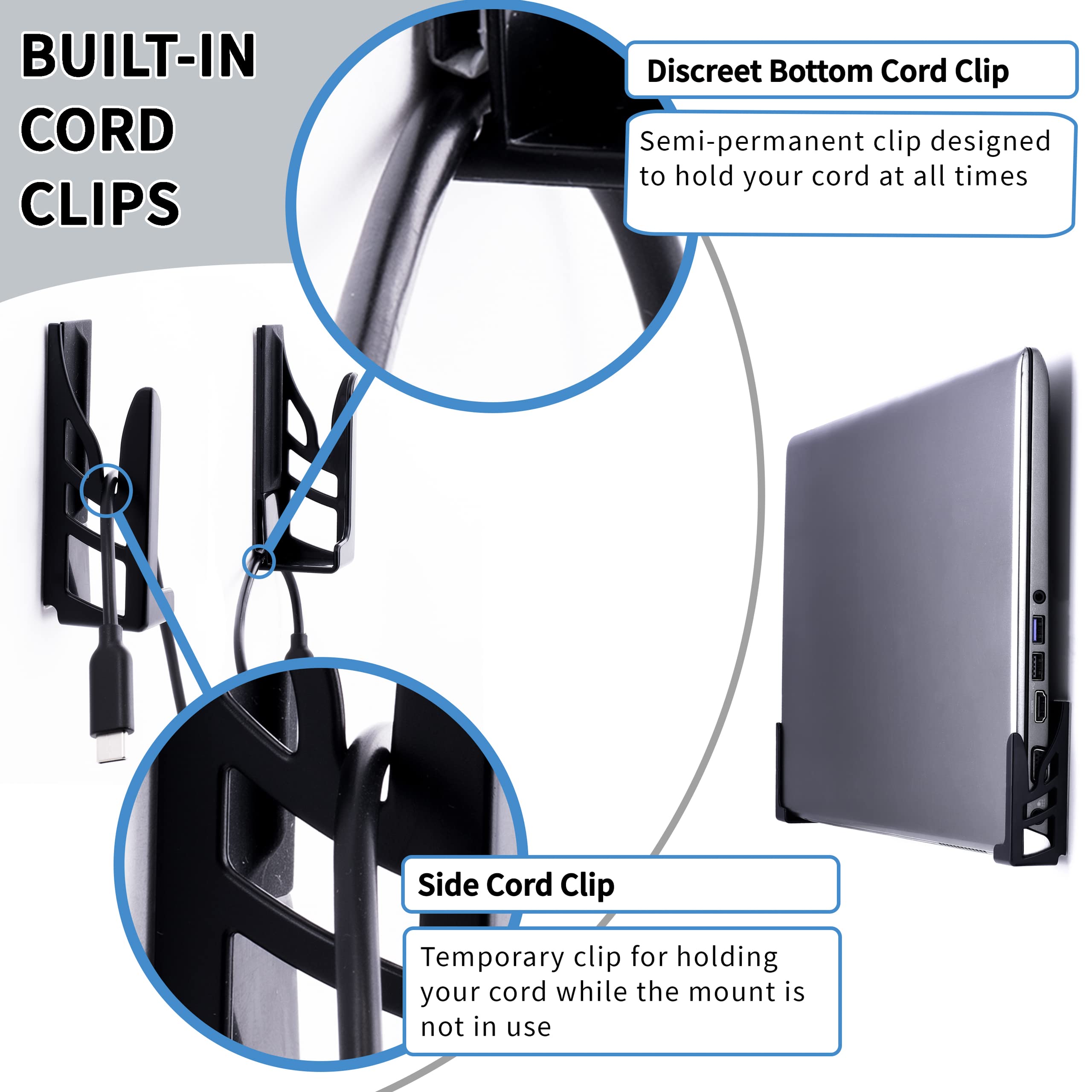 Dockem Koala Wall Mount 2Xl: Damage Free Or Screw In Universal Dock For Laptops, Or Tablets And Smartphones With Thicker Cases (Black)
