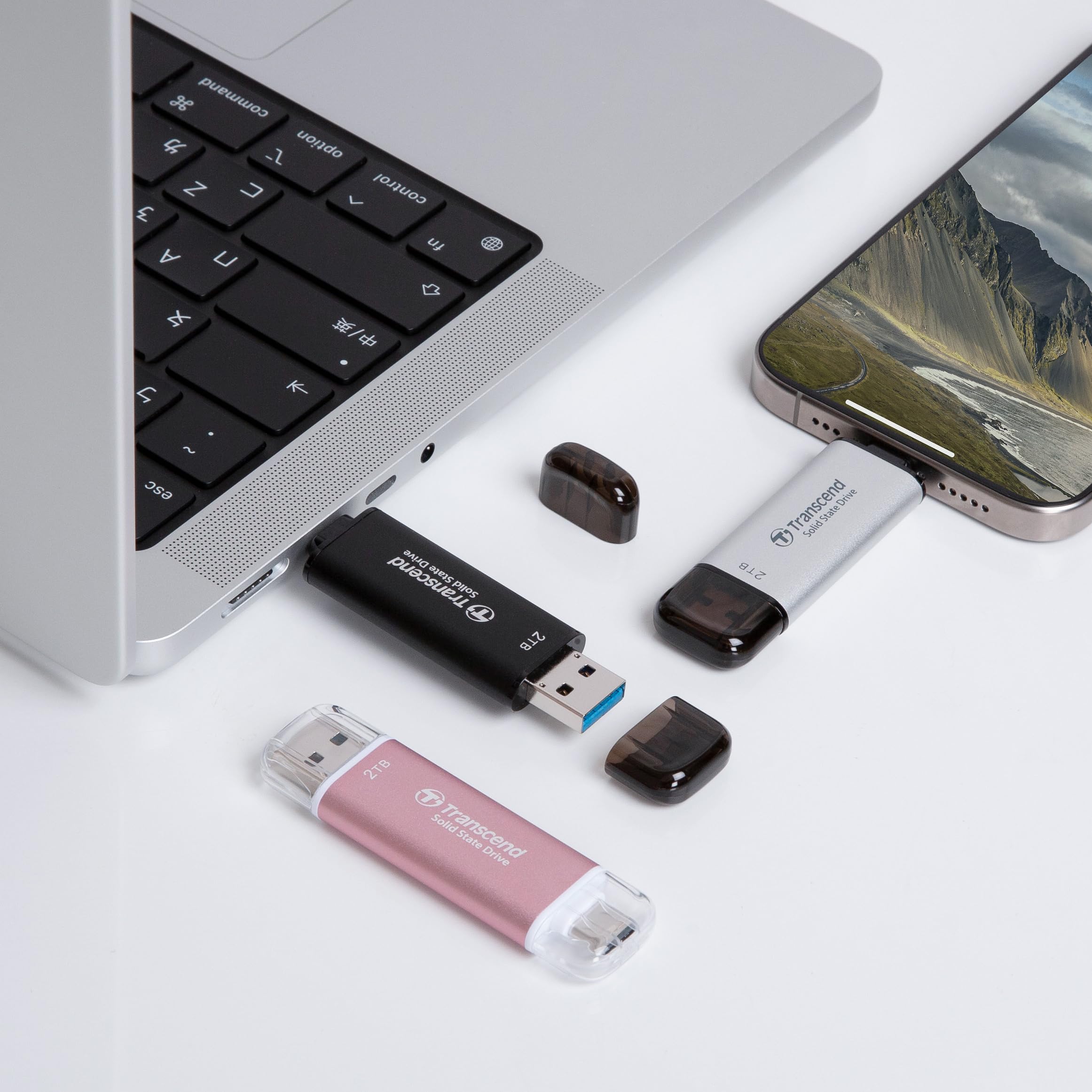 Transcend 256GB ESD310C, External Solild State Drive, Portable SSD, Compatible w/iPhone 4K ProRes, Up to 1050 MB/s,2 in 1 Design, Type A and C, Black   TS256GESD310C