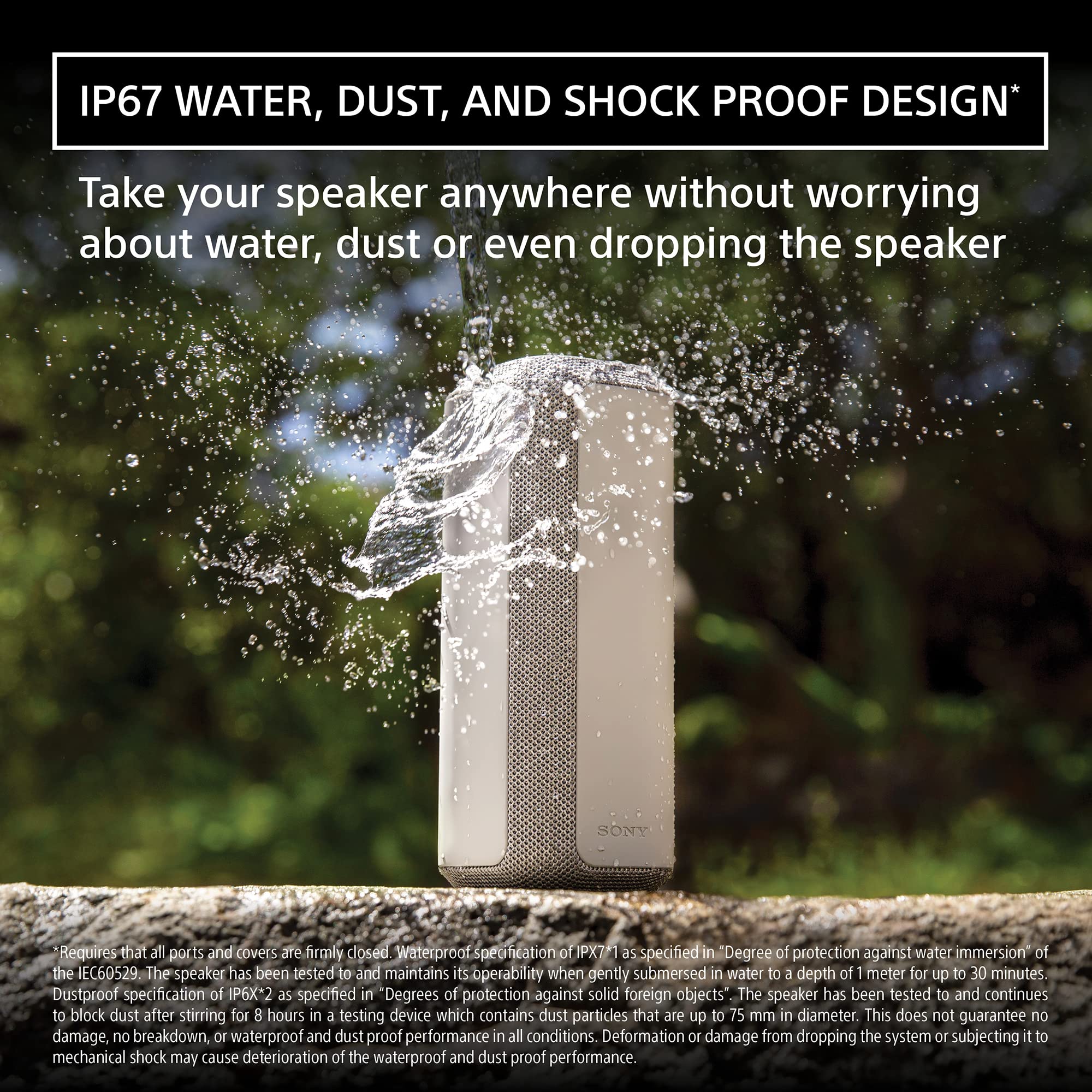 Sony SRS XE300 X Series Wireless Portable Bluetooth Speaker, IP67 Waterproof, Dustproof and Shockproof with 24 Hour Battery, Black  New