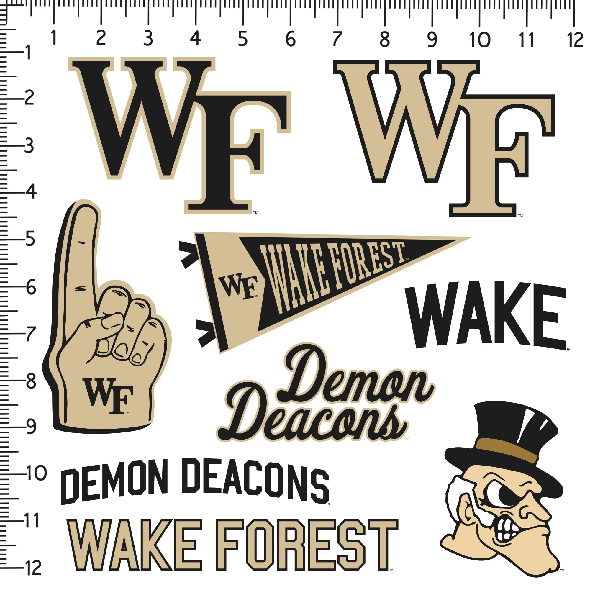 Wake Forest University 9Ct Vinyl Large Deluxe Stickers Variety Pack   Laptop, Water Bottle, Scrapbooking, Tablet, Skateboard, In