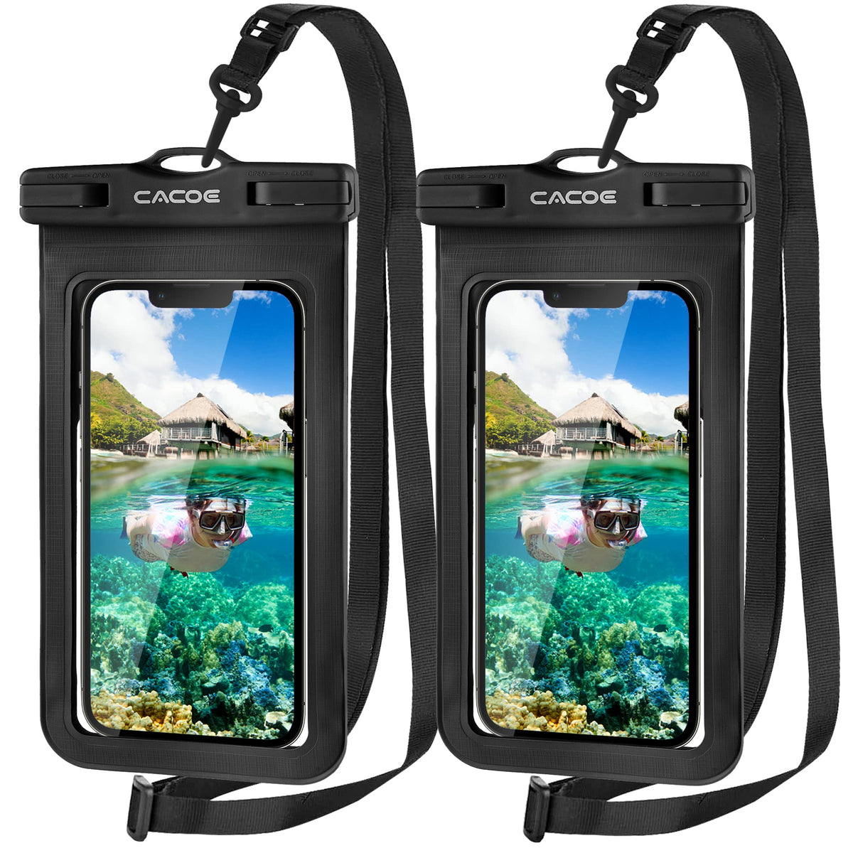 Cacoe Universal Ipx8 Waterproof Phone Case 2 Pack Up To 7.2'',Phone Pouch With Adjustable Neck Lanyard,Cell Phone Dry Bags For V