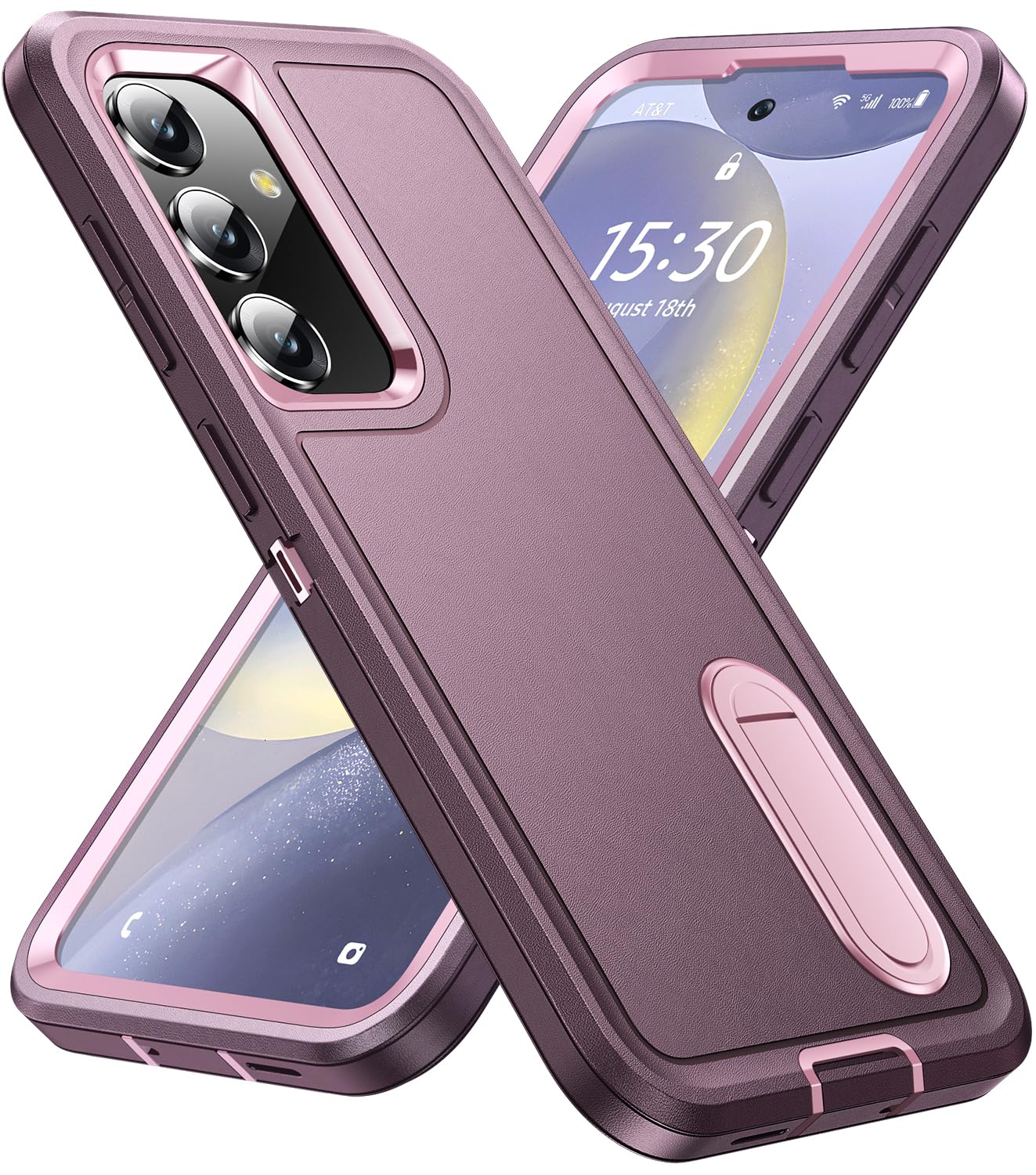 Bahahoues For Samsung Galaxy S24 Case For Samsung S24 Phone Case With Built In Kickstand, Shockproof/Dustproof/Drop Proof Milita