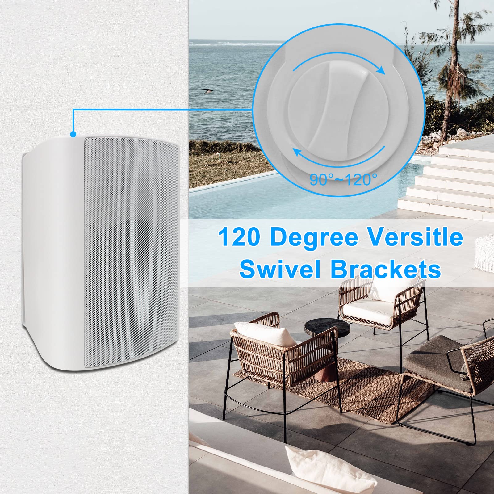 Herdio 5.25 Inches 600 Watts Passive Indoor Outdoor Speakers Wired Waterproof,Wall Mount Speakers With Loud Volume Suitable For