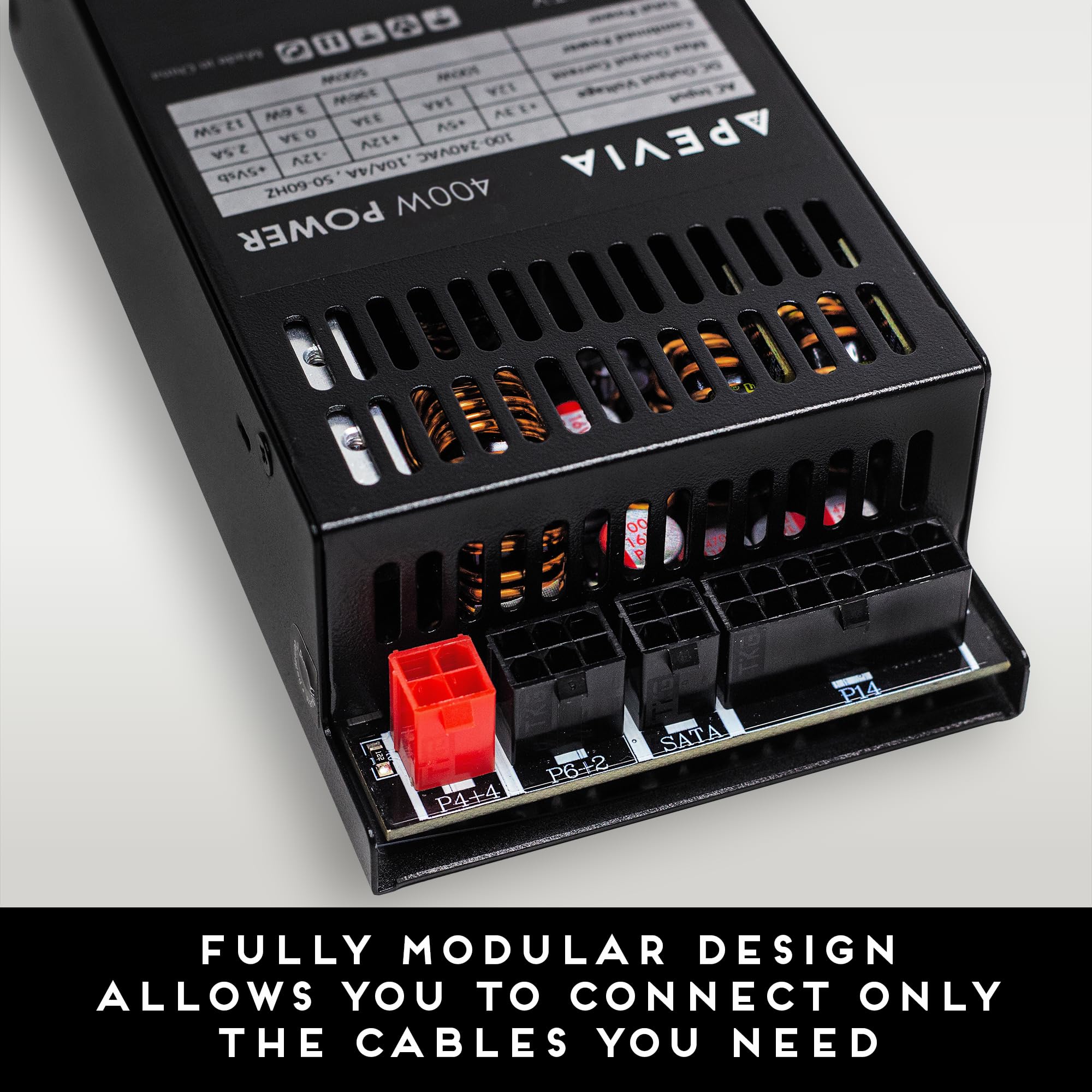 Apevia Itx Pfc400W Mini Itx/Flex Atx / 1U 400W Fully Modular Power Supply, Full Range Active Pfc 90 264V, Ac For Pos Aio System