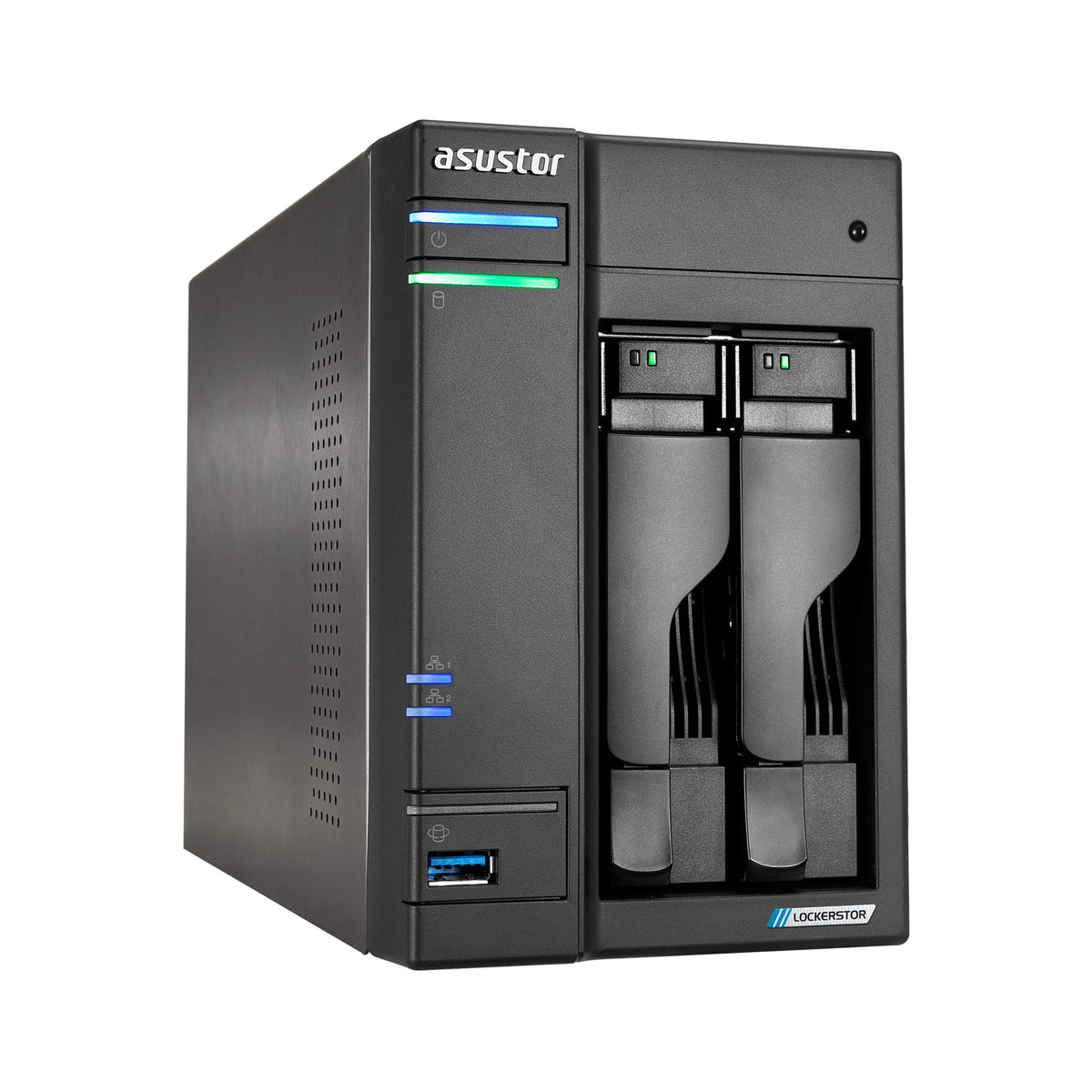 Asustor Lockerstor 2 Gen2 As6702T   2 Bay Nas, Quad Core 2.0 Ghz Cpu, 4X M.2 Nvme Slots (Pcie 3.0), Dual 2.5Gbe, 4Gb Ddr4 Ram, N