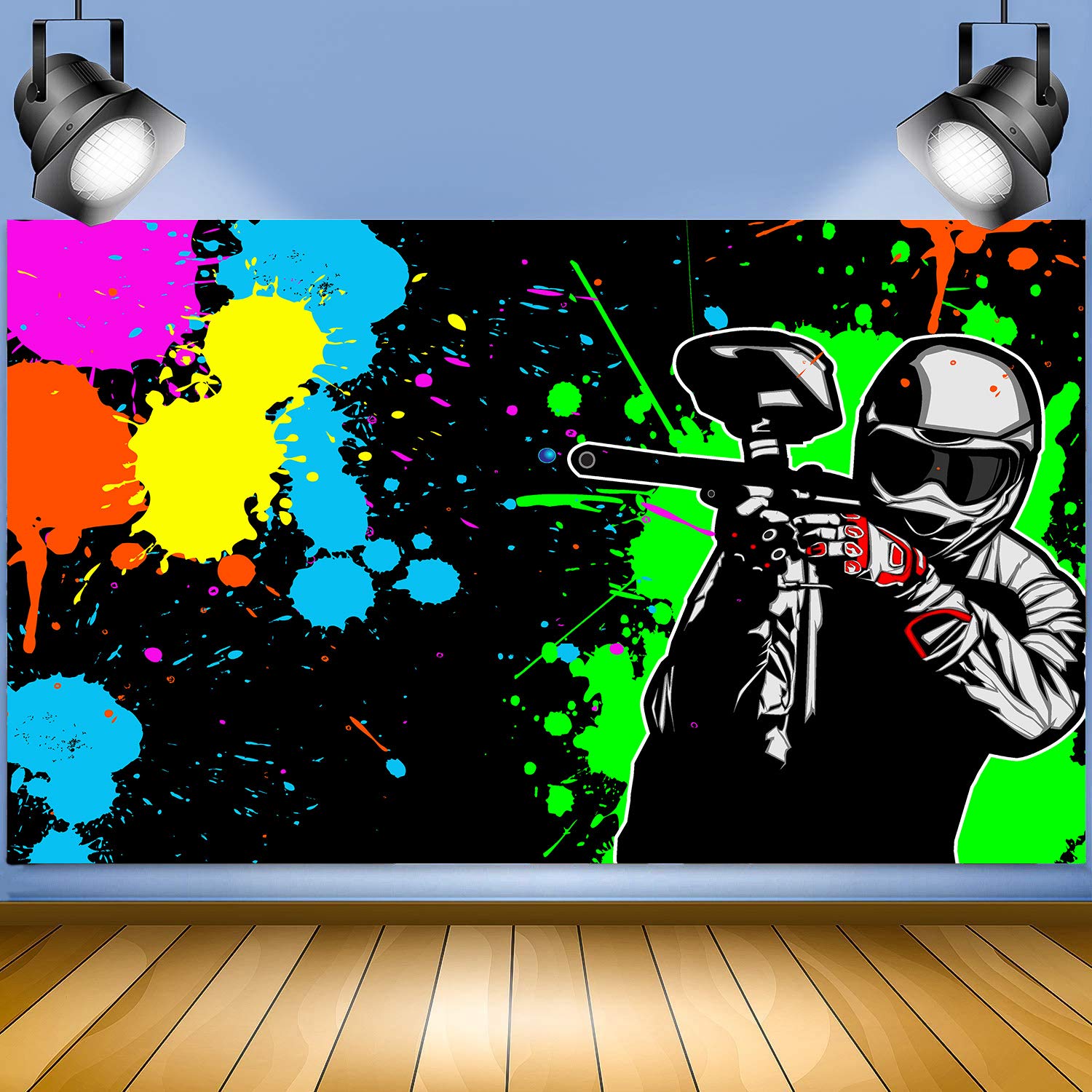 Shooting Game Backdrop Fhzon 5X3Ft Mess Splatter Art Party Colorful Graffiti Background For Photograph Theme Party Gaming Party
