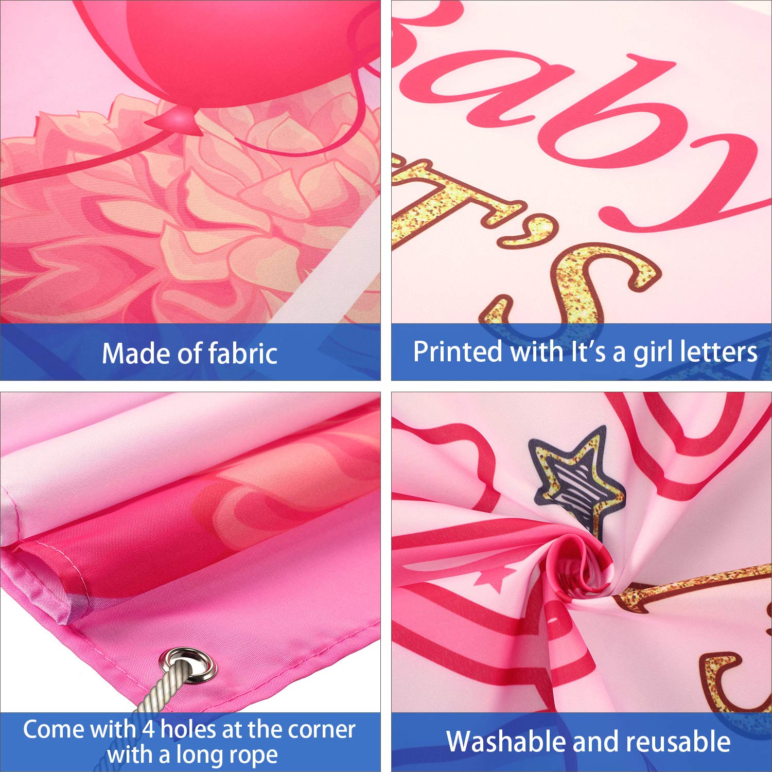 Blulu Baby Shower Party Backdrop Decorations, Large Durable Fabric Made Baby Shower Banner Backdrop Photo Booth Background For B