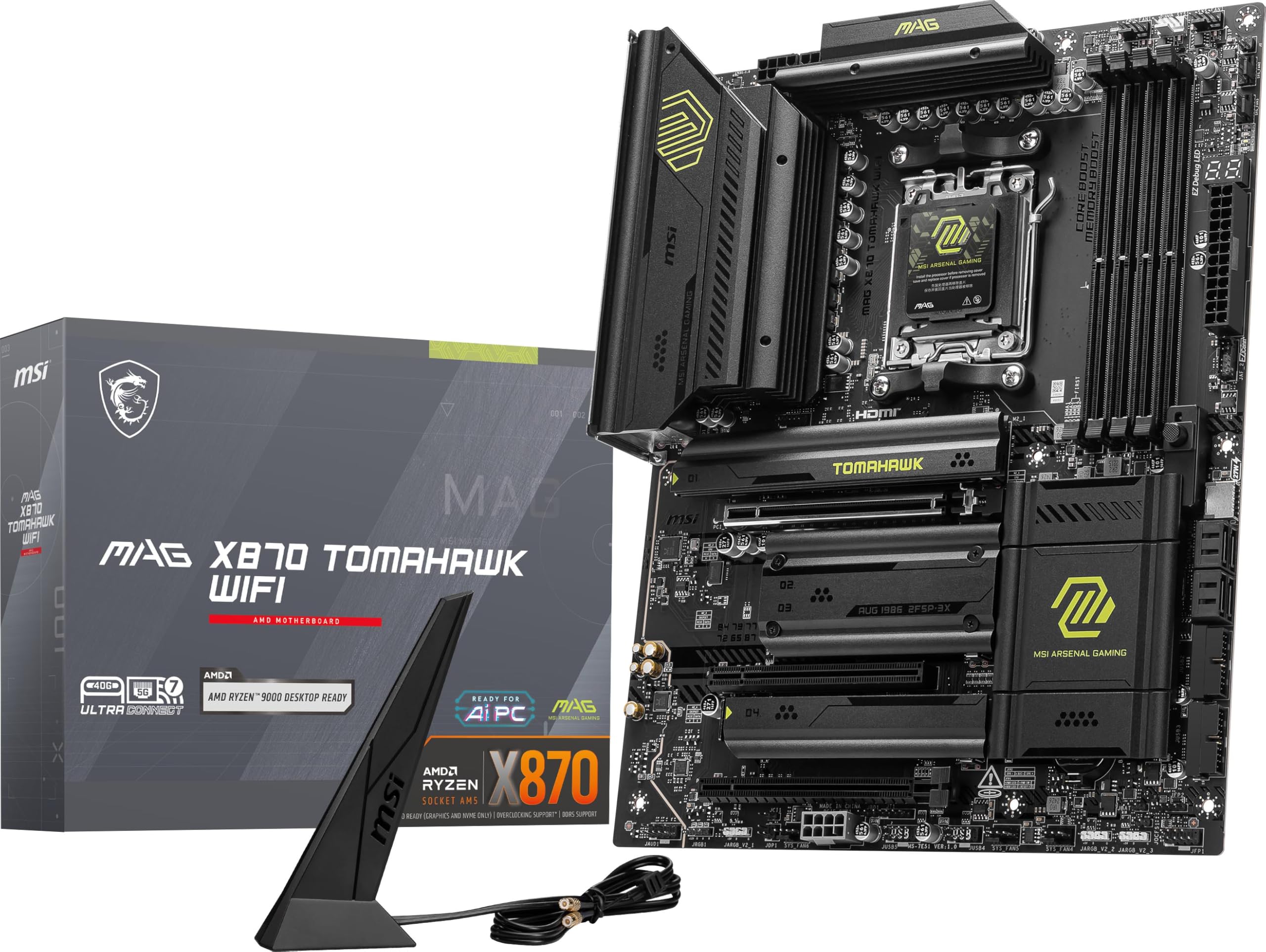 Msi Mag X870 Tomahawk Wifi Gaming Motherboard (Amd Ryzen 9000/8000/7000 Series Processors, Am5, Ddr5, Pcie 5.0, M.2 Gen5, Sata 6