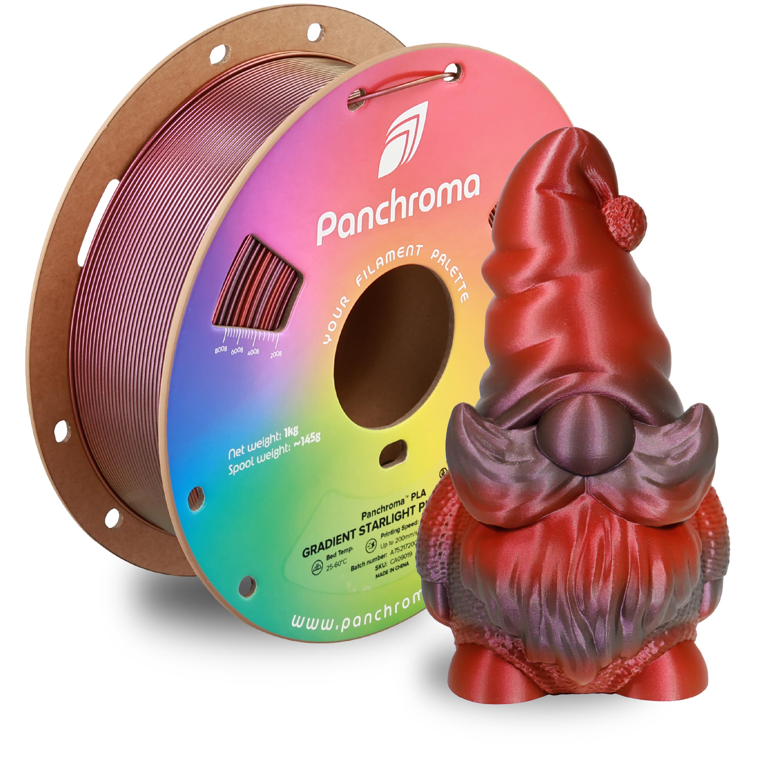Polymaker Panchroma Gradient Starlight PLA Purple-Red 3D Printing Filament, 1.75mm 1KG, Premium Gradient PLA, Easy to Print, AMS