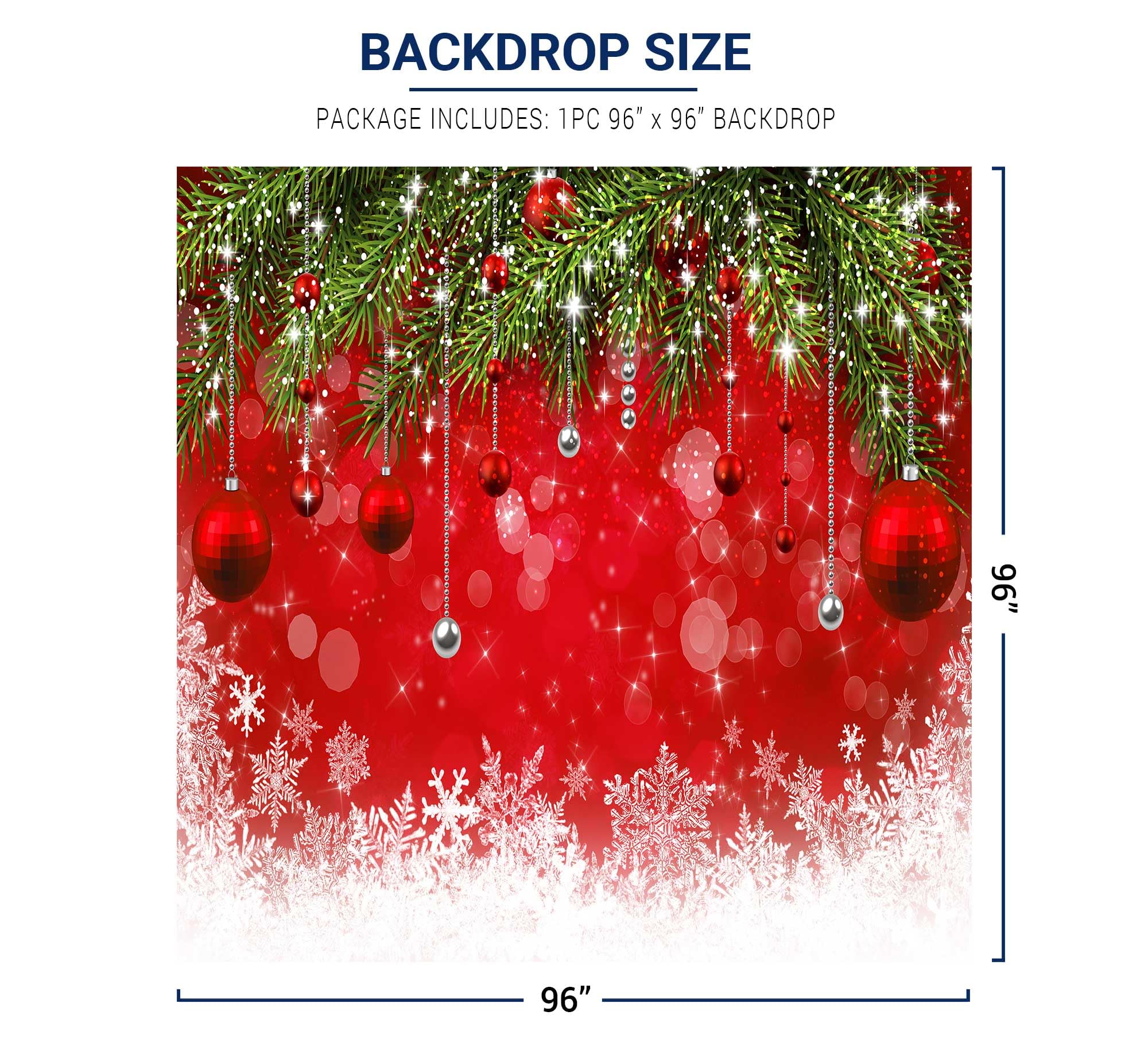 Allenjoy 8X8Ft Fabric Snowflake Christmas Backdrop For Winter New Year Photography Family Party Birthday Supplies Glitter Bokeh Sparkle Red Merry Background Baby Shower Decorations Photo Booth Props