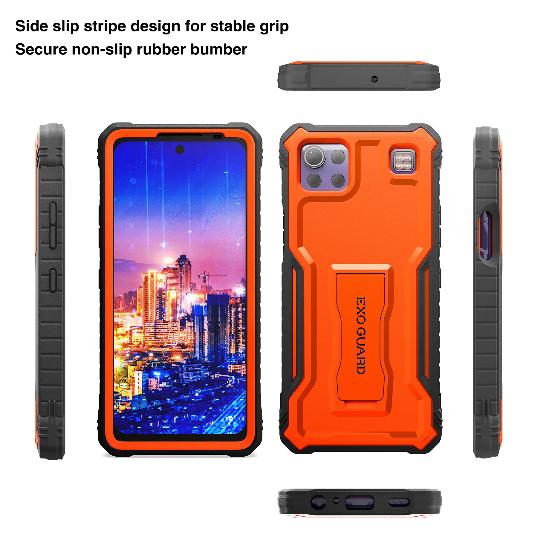Exoguard For Lg K92 5G Case, Rubber Shockproof Full-Body Cover Case Built-In Screen Protector With Kickstand Compatible With Lg