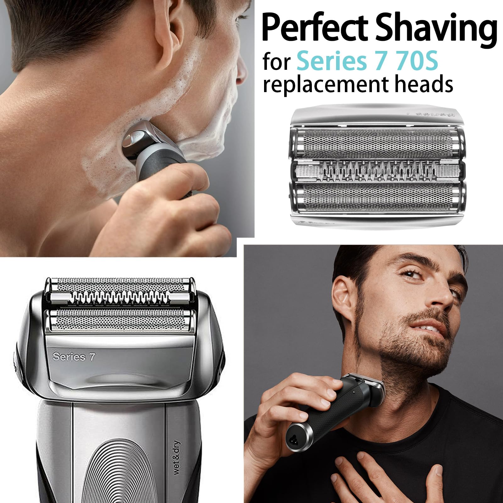 Frasam Series 7 70S Replacement Head For For Braun Series 7 Eletric Shaver Replacement Heads, Compatible With Braun 795 790Cc 78