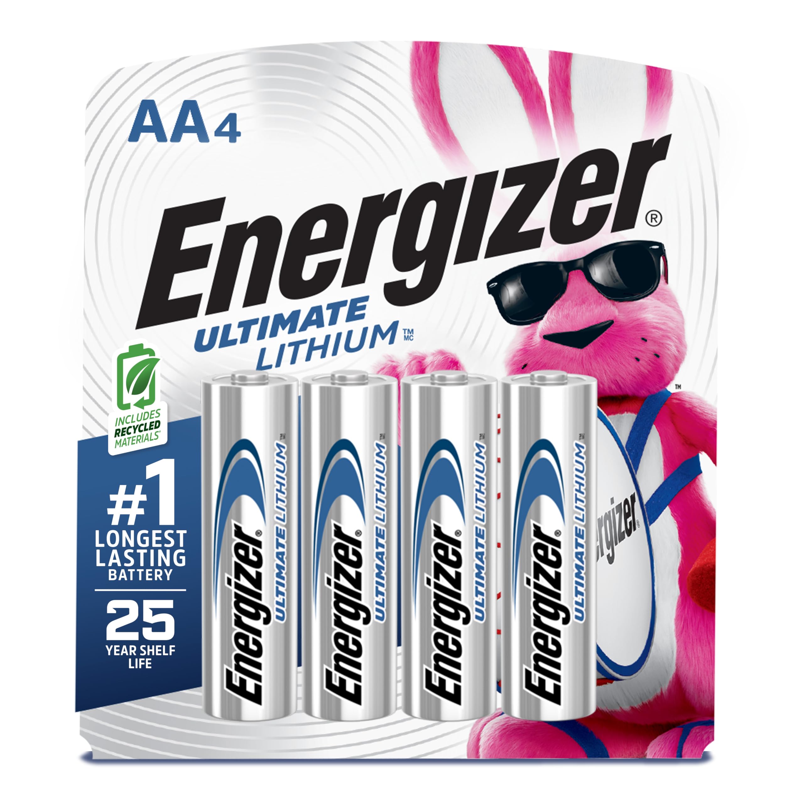 Energizer Ultimate Lithium Aa Batteries, World'S Longest Lasting Battery For High Tech Devices (4 Each), Black (Evel91Bp4)