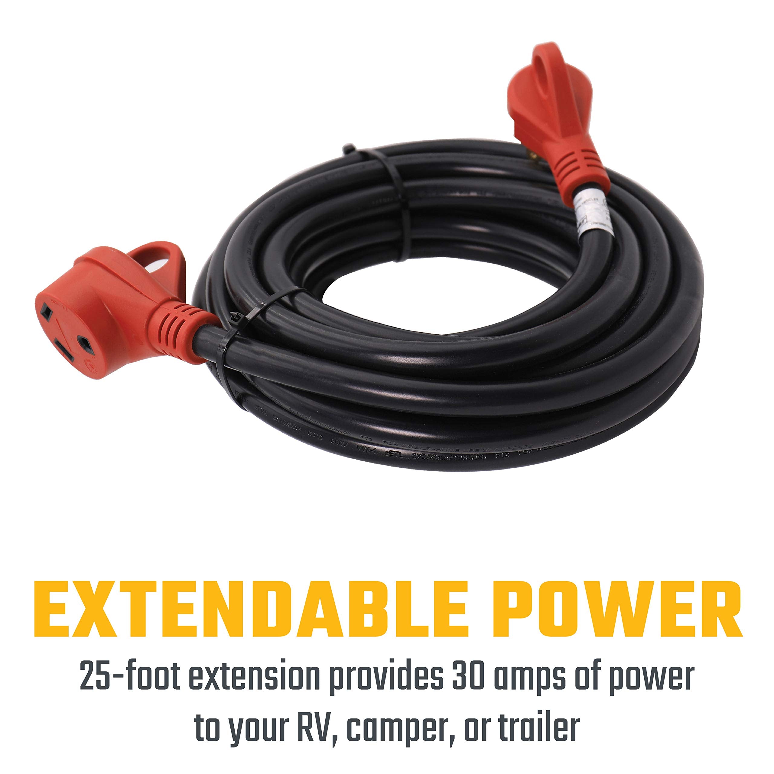 Valterra A10 3025Eh Mighty Cord Rv 30 Amp Extension Cord, 25 Ft., Red