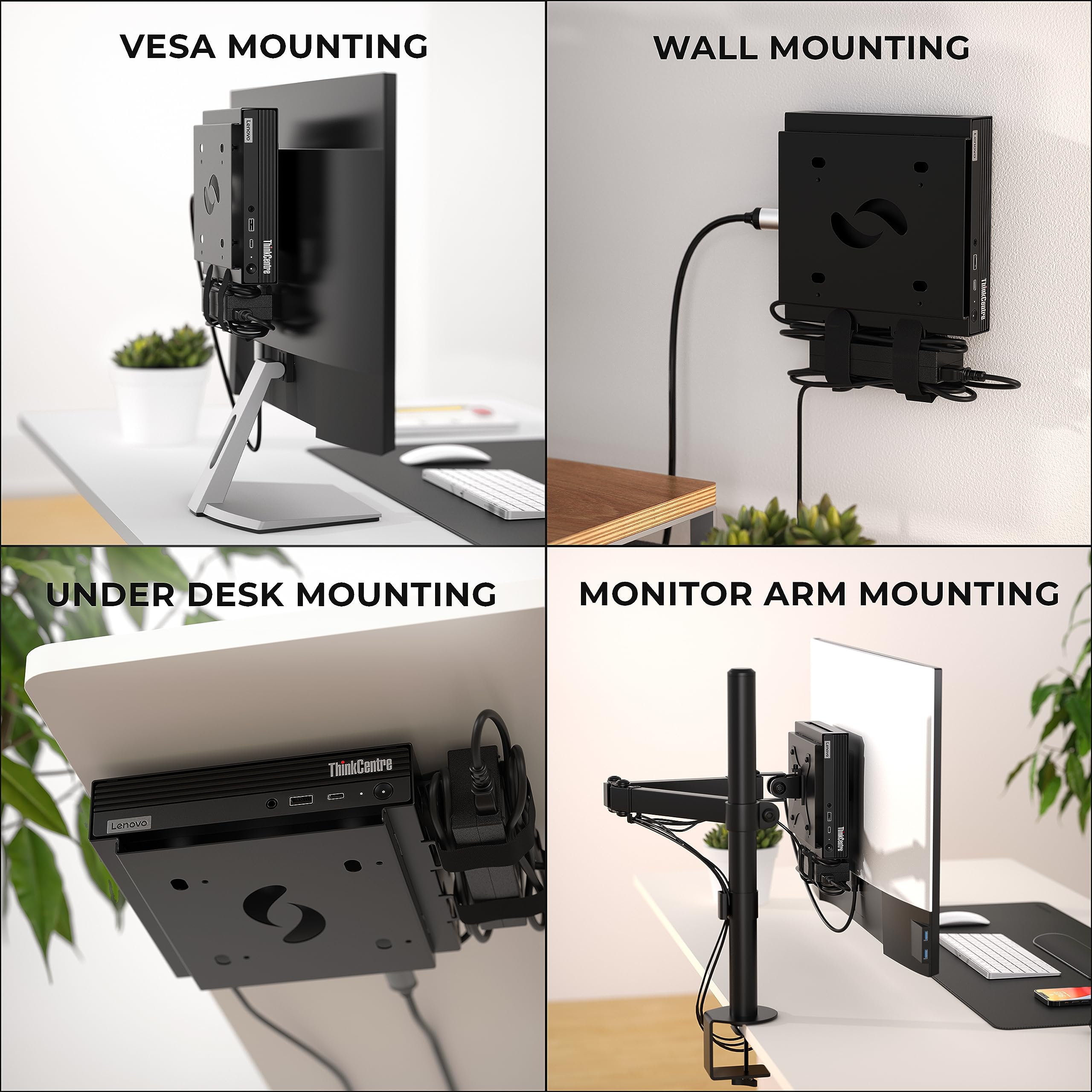 Humancentric Vesa Mount Compatible With Lenovo Thinkcentre Tiny M90Q Gen 2, M80Q Gen3, M90Q Gen3, M90Q Gen 2, M70Q Gen 2, M60E, M75Q Gen2, M70Q