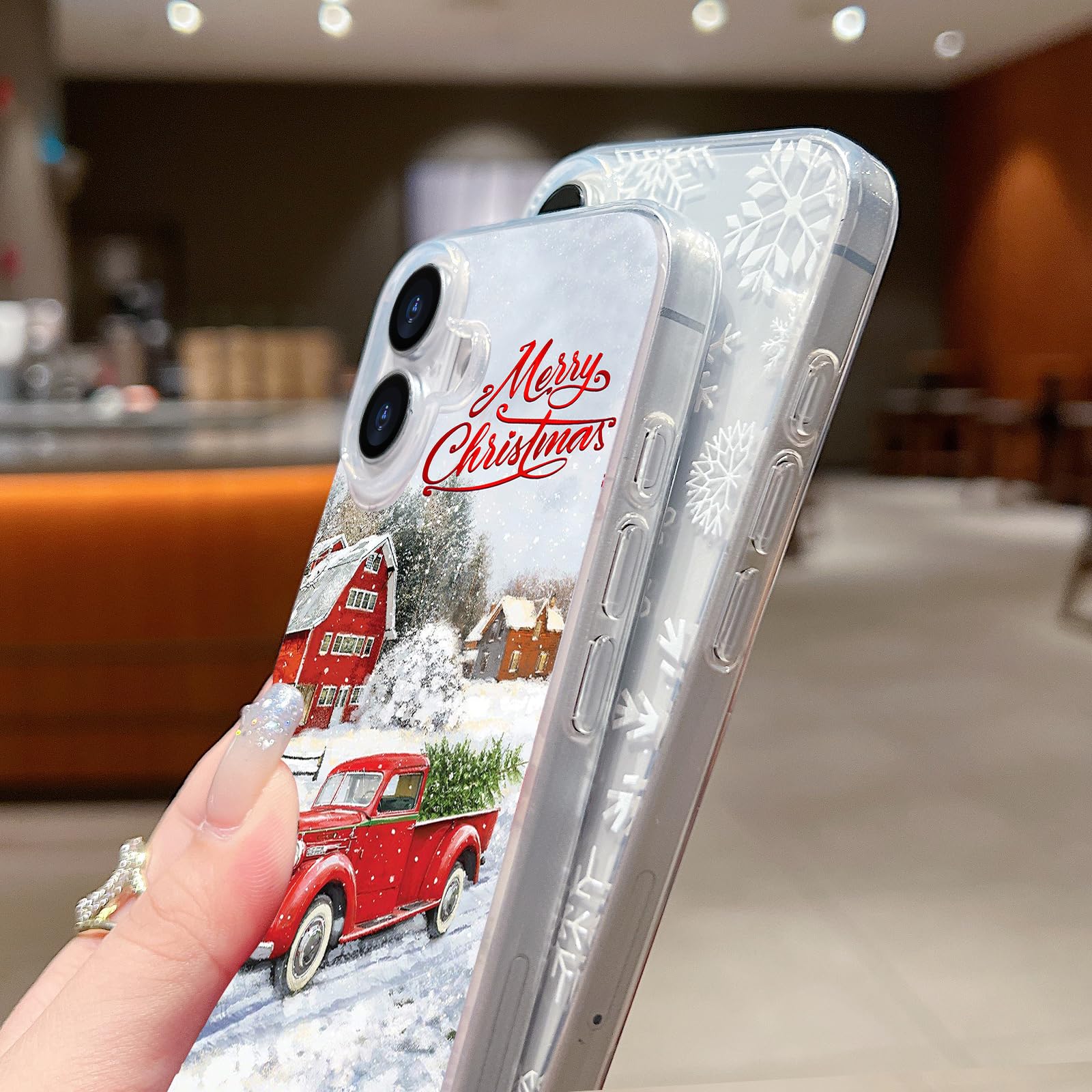 Lchulle Compatible With Iphone 16 Plus Christmas Case Xmas Santa Holiday Transparent Clear Design Women Men Kids Soft Tpu Silico