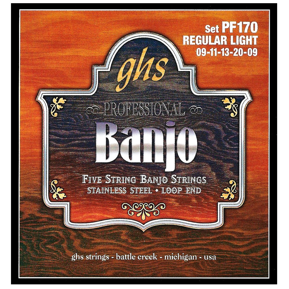 Ghs Strings Pf170 5 String Banjo Strings, Stainless Steel, Regular Light (9 20)