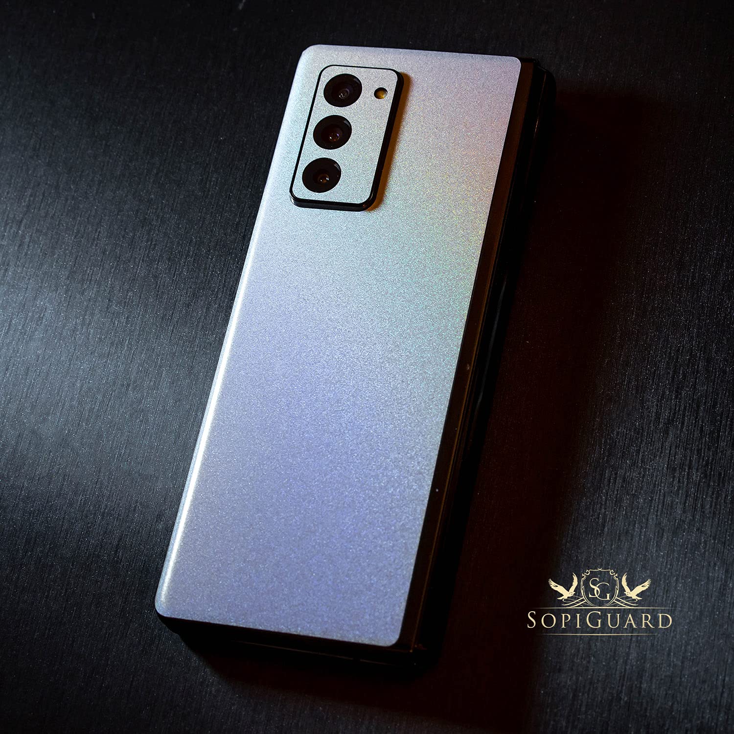 Sopiguard Sticker For Surface Duo Phone Edge To Edge Precision Vinyl Skin Wrap (Diamond Rainbow White)