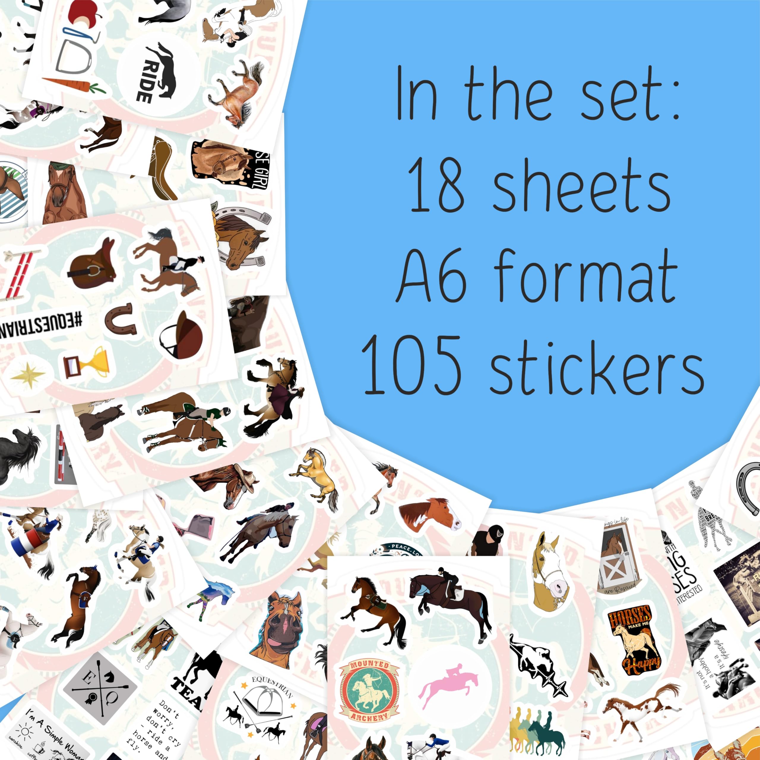 Bulbacraft Equestrian Stickers For Water Bottle And Laptop - Horse Lover Party Favors, Decorations & Gifts, Waterproof Vinyl Dec