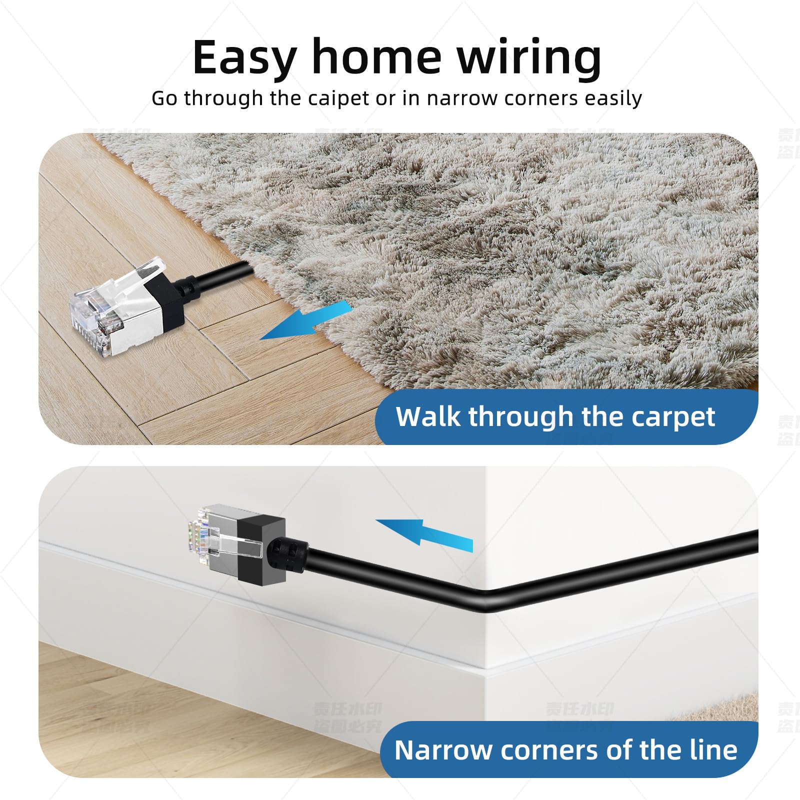 Dutevolns Ultra Slim Cat 6 Ethernet Cable 25 Feet, Flexible Rj45 Cat 6A Lan Cord Gigabit For Pc, Router, Printer, (White)