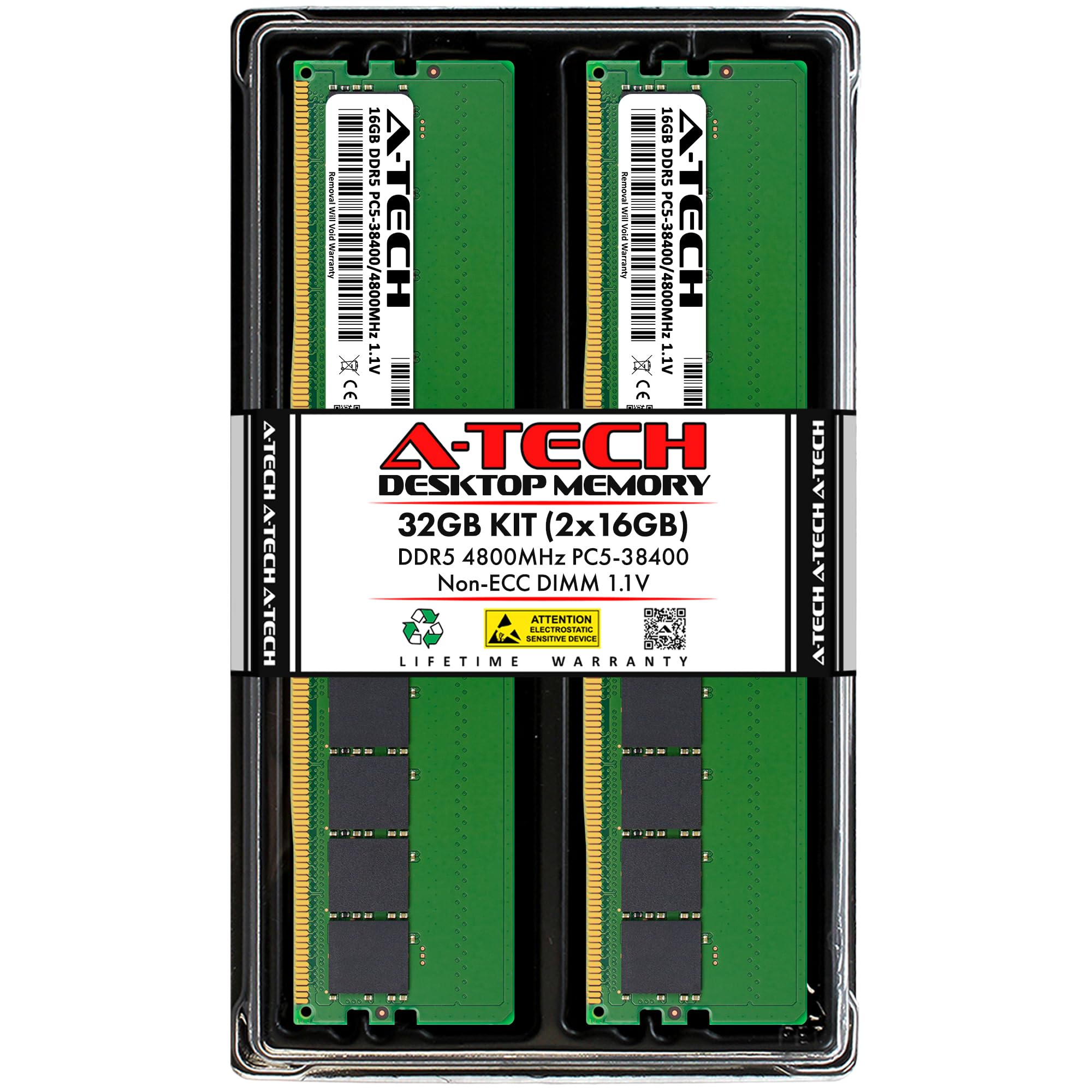 A Tech 32Gb Kit (2X16Gb) Ddr5 4800Mhz Pc5 38400 Cl40 Udimm 1.1V Non Ecc Unbuffered Dimm 288 Pin Desktop Ram Memory Upgrade Modul
