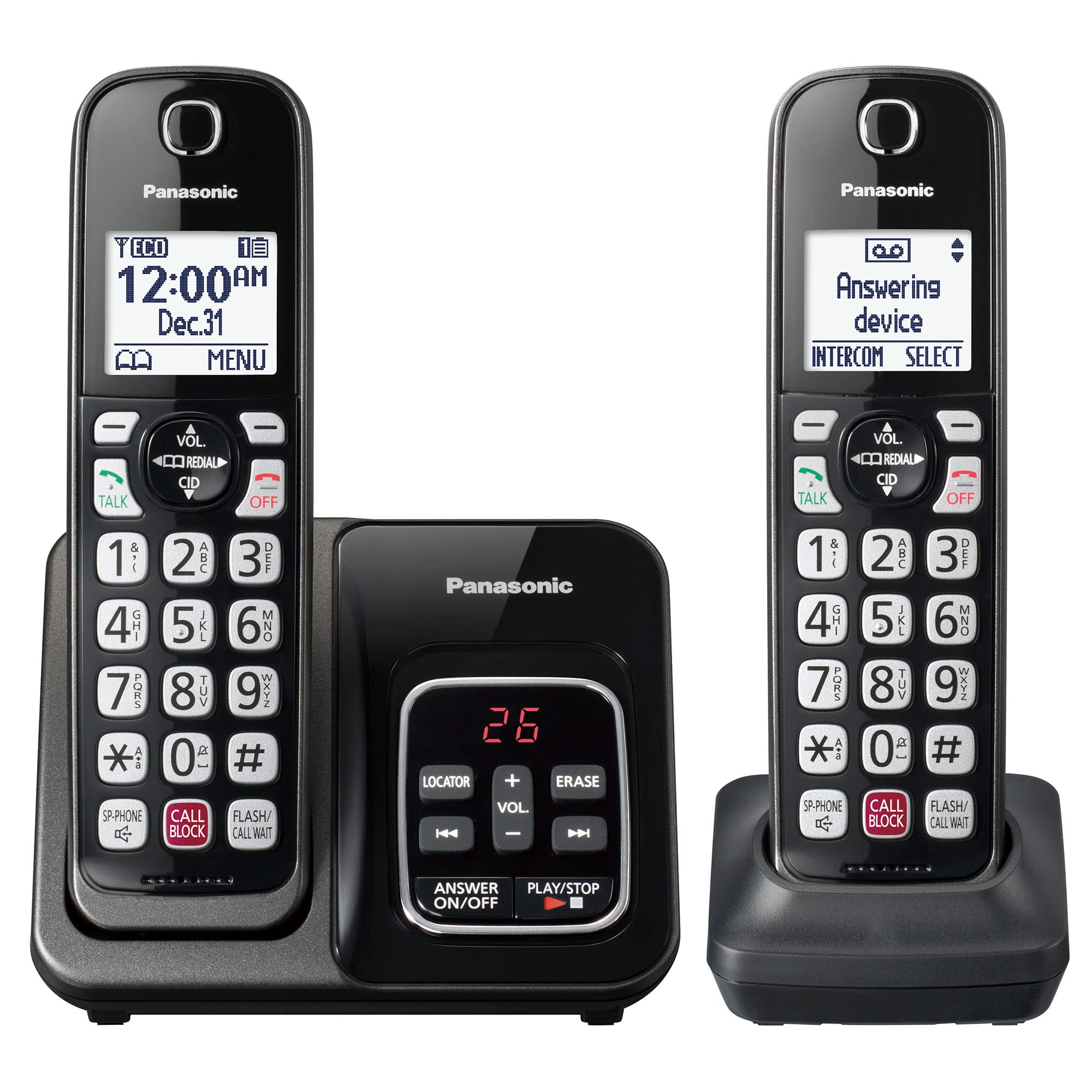 Panasonic Cordless Phone With Answering Machine, Advanced Call Block, Bilingual Caller Id And Easy To Read High Contrast Display