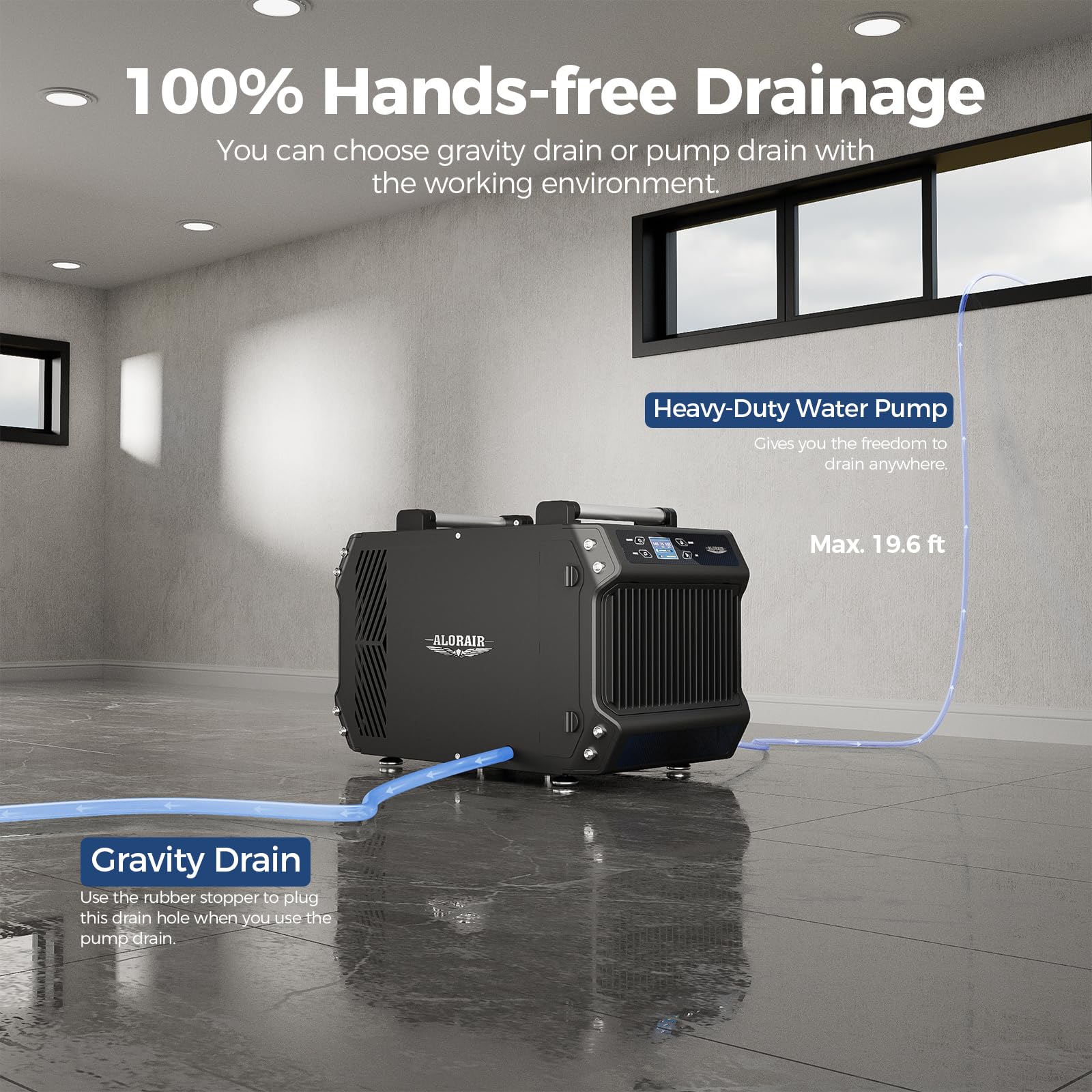 Alorair Crawlspace Dehumidifiers With Pump, 180 Pint Energy Star Commercial Dehumidifier For Basements With Drain Hose, 2,300 Sq