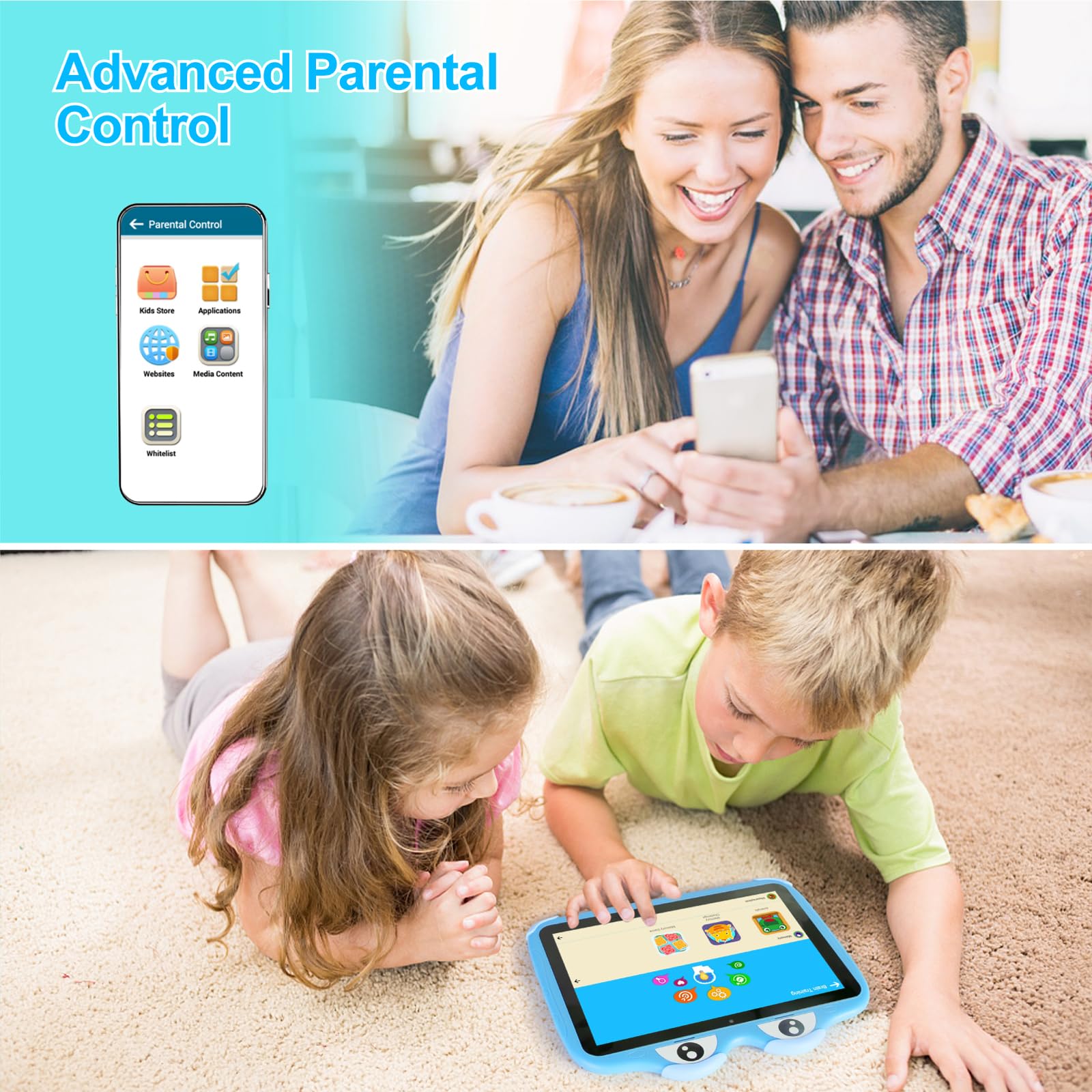 Kids Tablet 10.1 Inches Tablet For Kids, Android 11 64Gb Tablets For Kids With Case, Google Play, Youtube, Dual Camera, Wifi, Bl