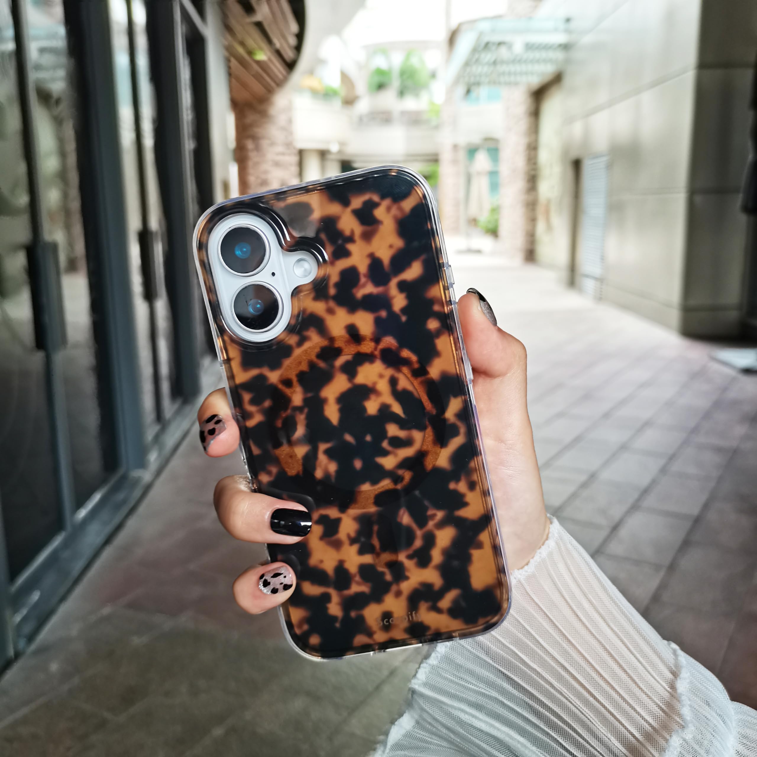 Scorpify For Iphone 16 Plus Case [Compatible With Magsafe] With Brown Tortoise Shell Design, Cute Brown Magnetic Phone Cover For