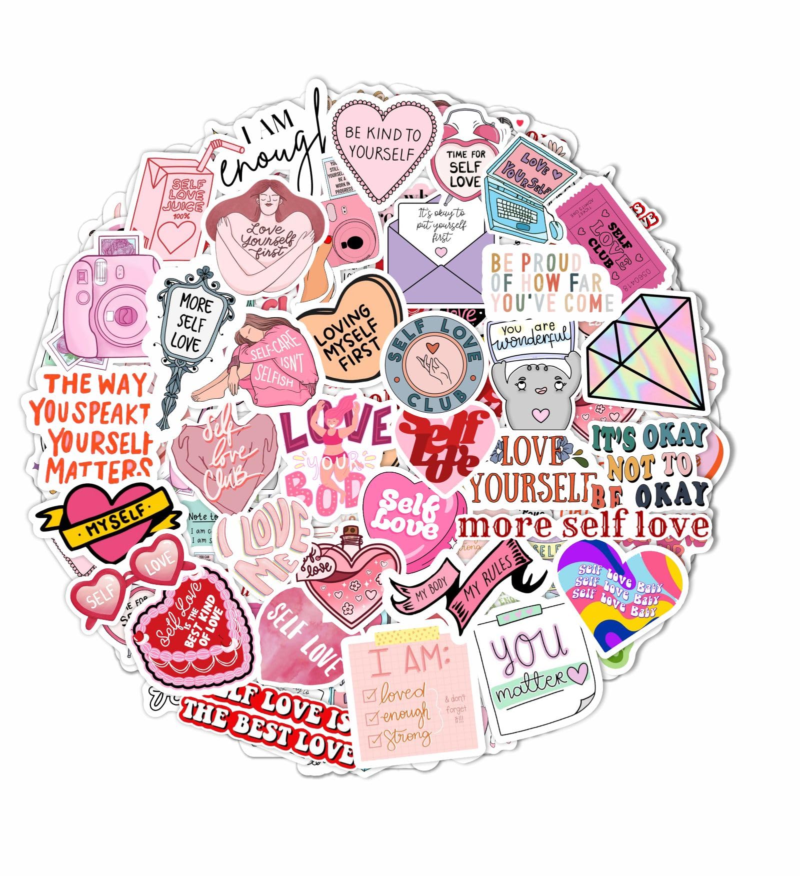 100Pcs Self Love Stickers For Water Bottle And Laptop   Self Love Party Favors & Decorations, Waterproof Vinyl Decals, Inspirati
