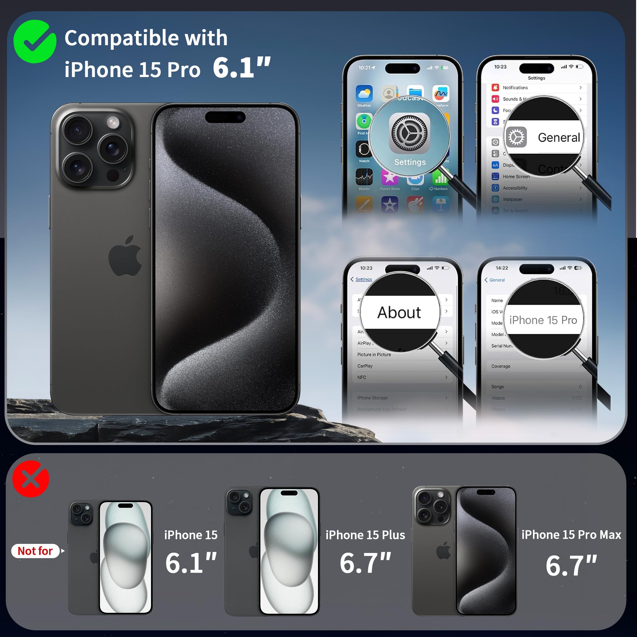 Cacoe Magnetic Case For Iphone 15 Pro 6.1 Inch With 360 Rotatable Ring Stand, Compatible With Magsafe Car Phone Mount, Cases Cov