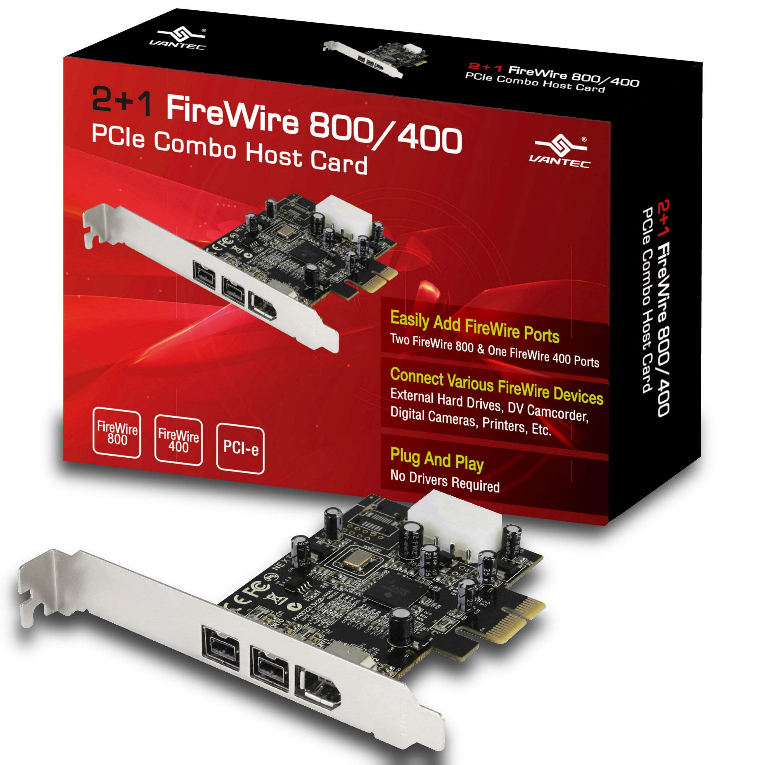 Vantec 2+1 Firewire 800/400 Pcie Combo Host Card (Ugt Fw210)