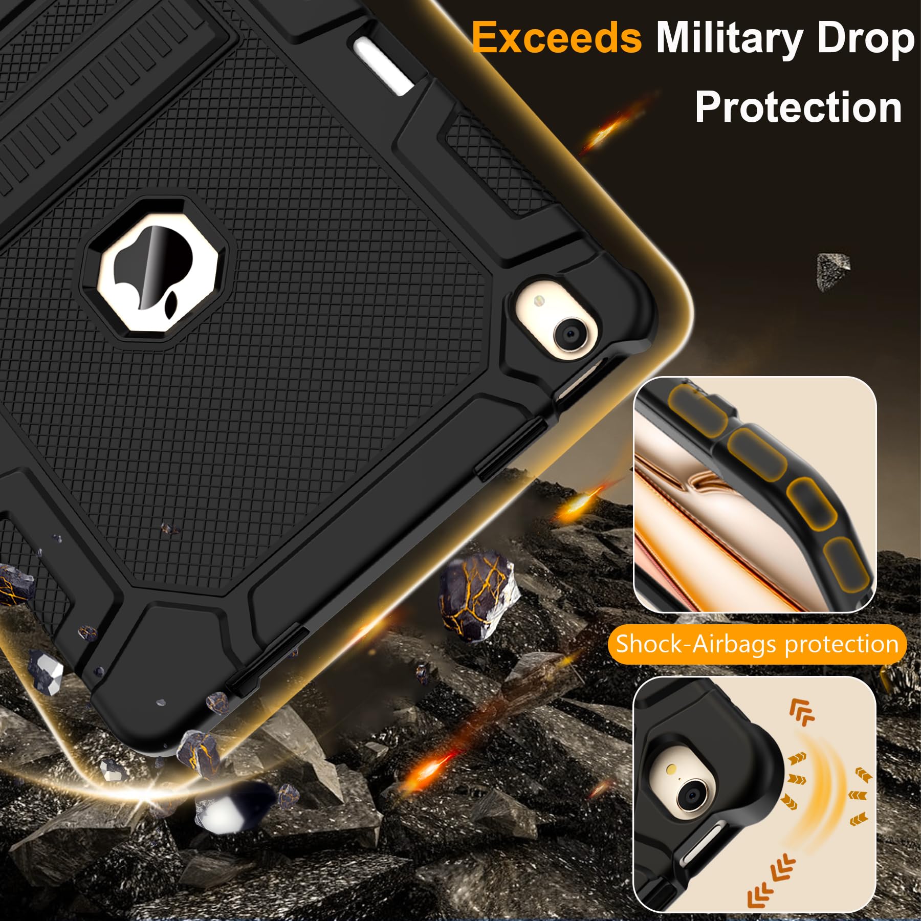 Rantice Ipad Air 13 Inch Case, Hybrid Shockproof Rugged Drop Protective Case With Kickstand & Pencil Holder For Ipad Air 13 Inch