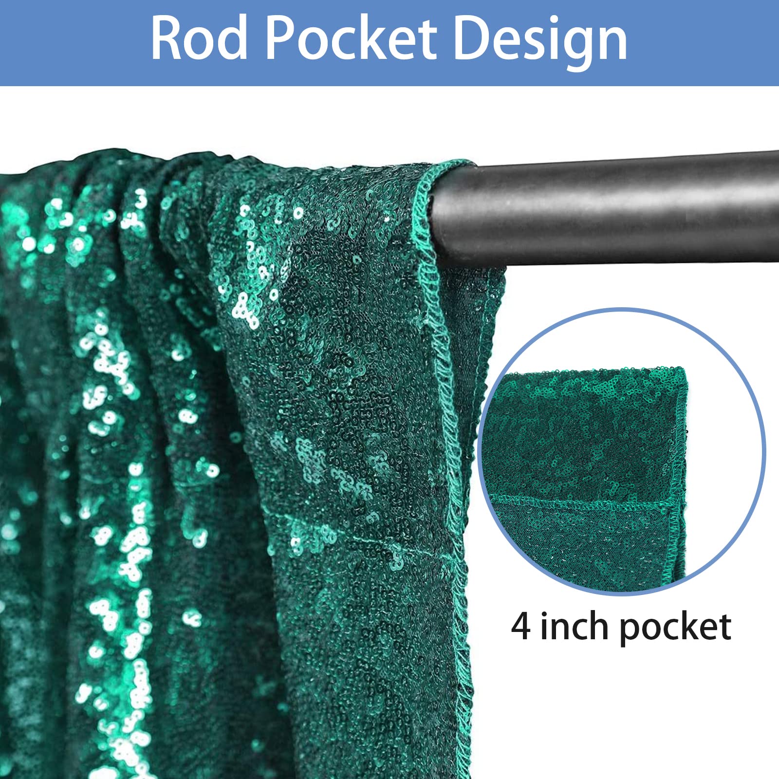 Hahuho Hunter Sequin Backdrop Curtain, 2Pcs 2Ftx8Ft Glitter Backdrop Curtain For Parties, Christmas, Wedding, Party Decoration(2