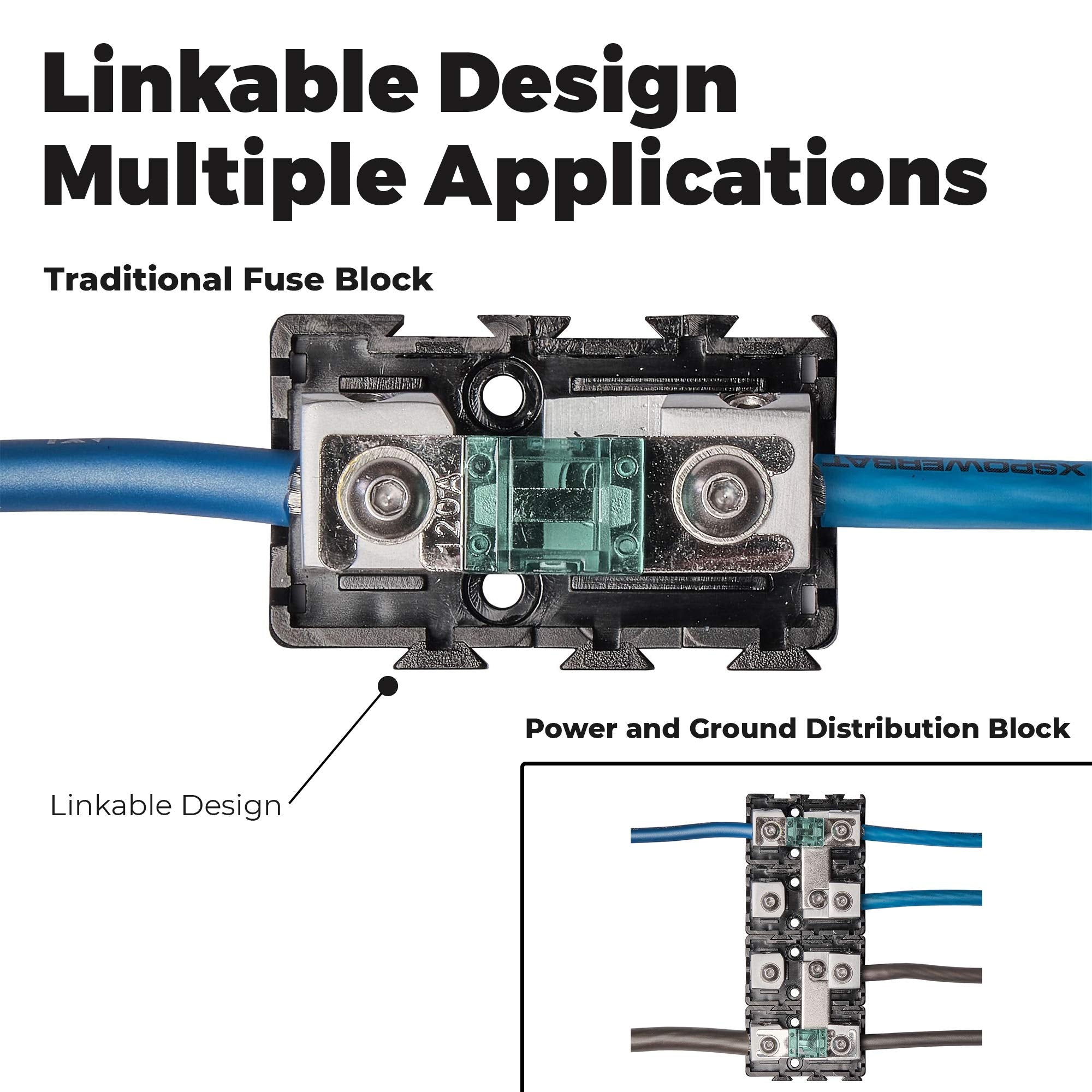 Nvx Xfmmini 4/8 Gauge Awg Mini Anl/Manl/Afs Modular Linkable In Ine Fuse Holder For Car Audio And Marine Audio