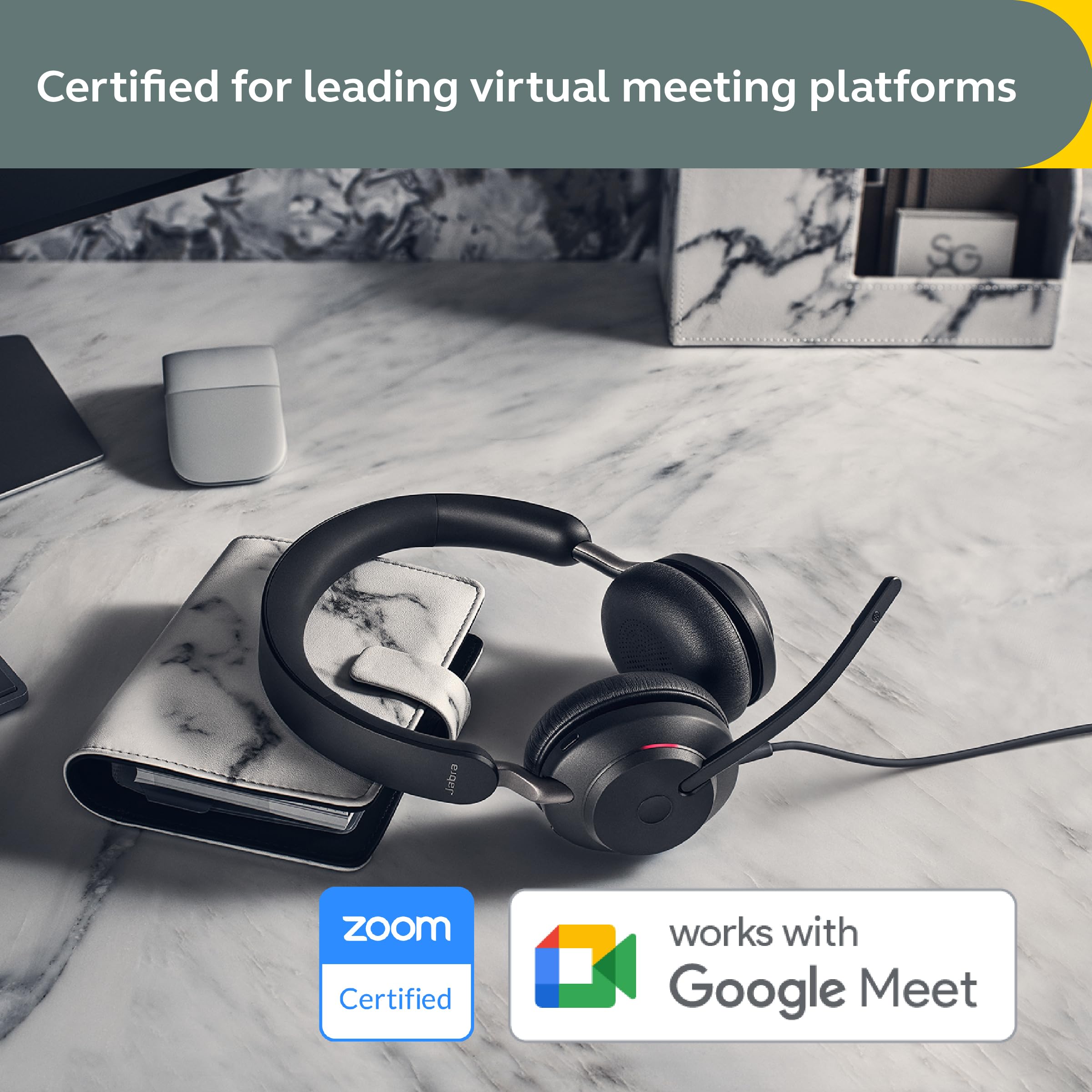 Jabra Evolve2 40 Se Wired Stereo Noise Cancelling Headset   Features 3 Mic Call Technology And Usb C Cable   Works With All Lead