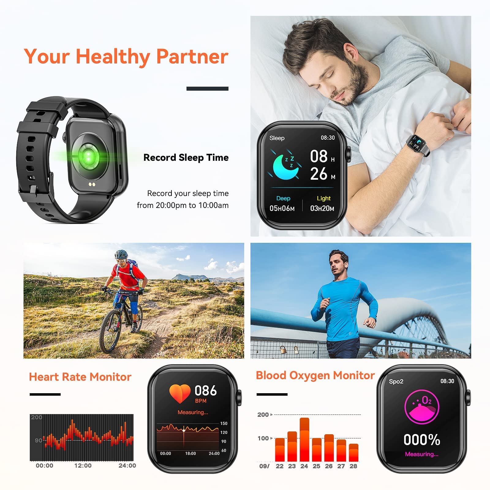 Smart Watch For Men Women (Answer/Make Call) Original Silicone Strap,Steel Band Replacement Fitness Tracker, Heart Rate/Blood Pr
